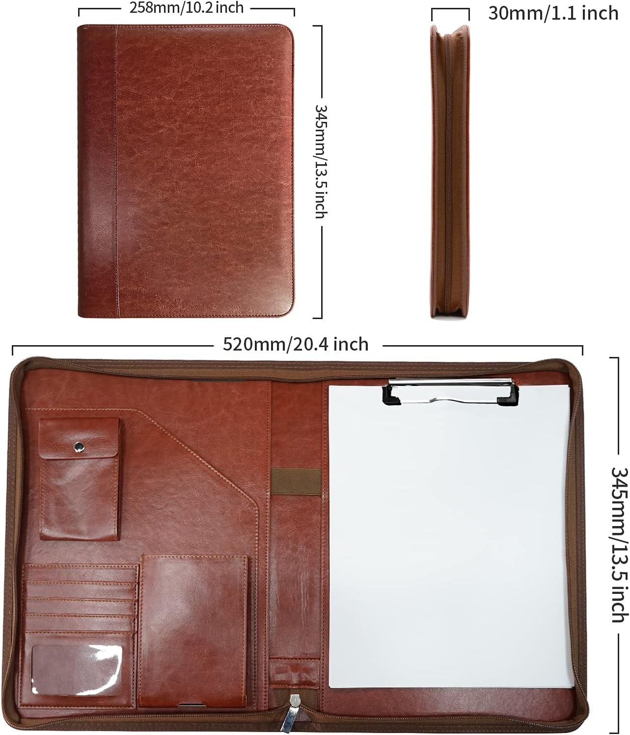 Versatile Brown Portfolio Folder – Durable Business Organizer for Men & Women