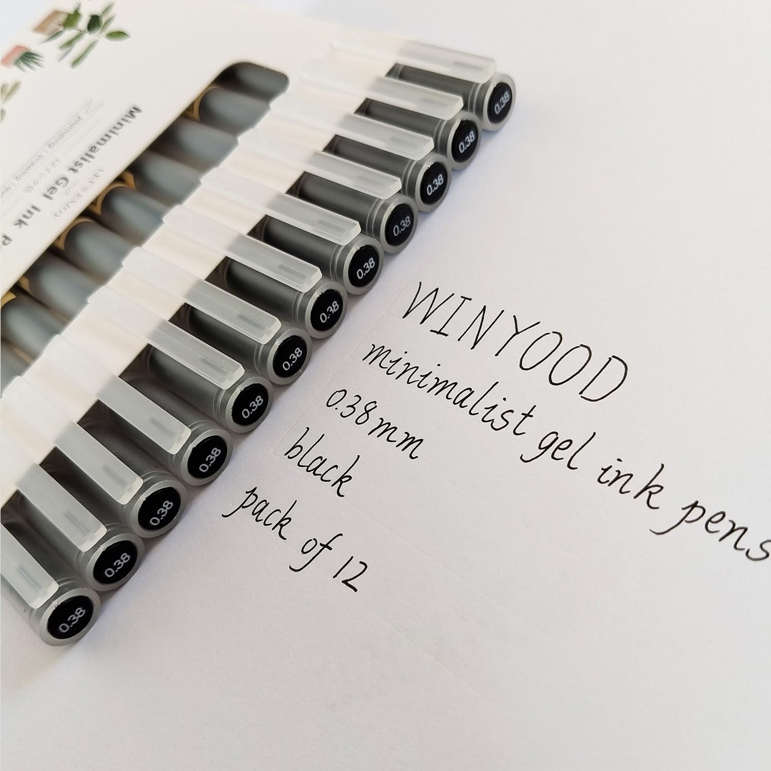 Japanese Minimalist Style Black Ink Gel Pens,0.38Mm Extra Fine Point Gel Ink Rol