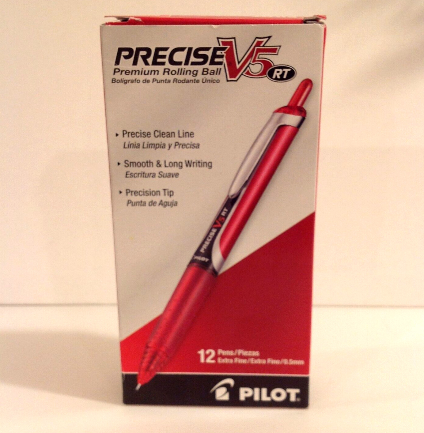 Pilot 26064 Precise V5 Roller Ball Pen Ex Fine 0.5mm RED Ink Retractable 12 ct