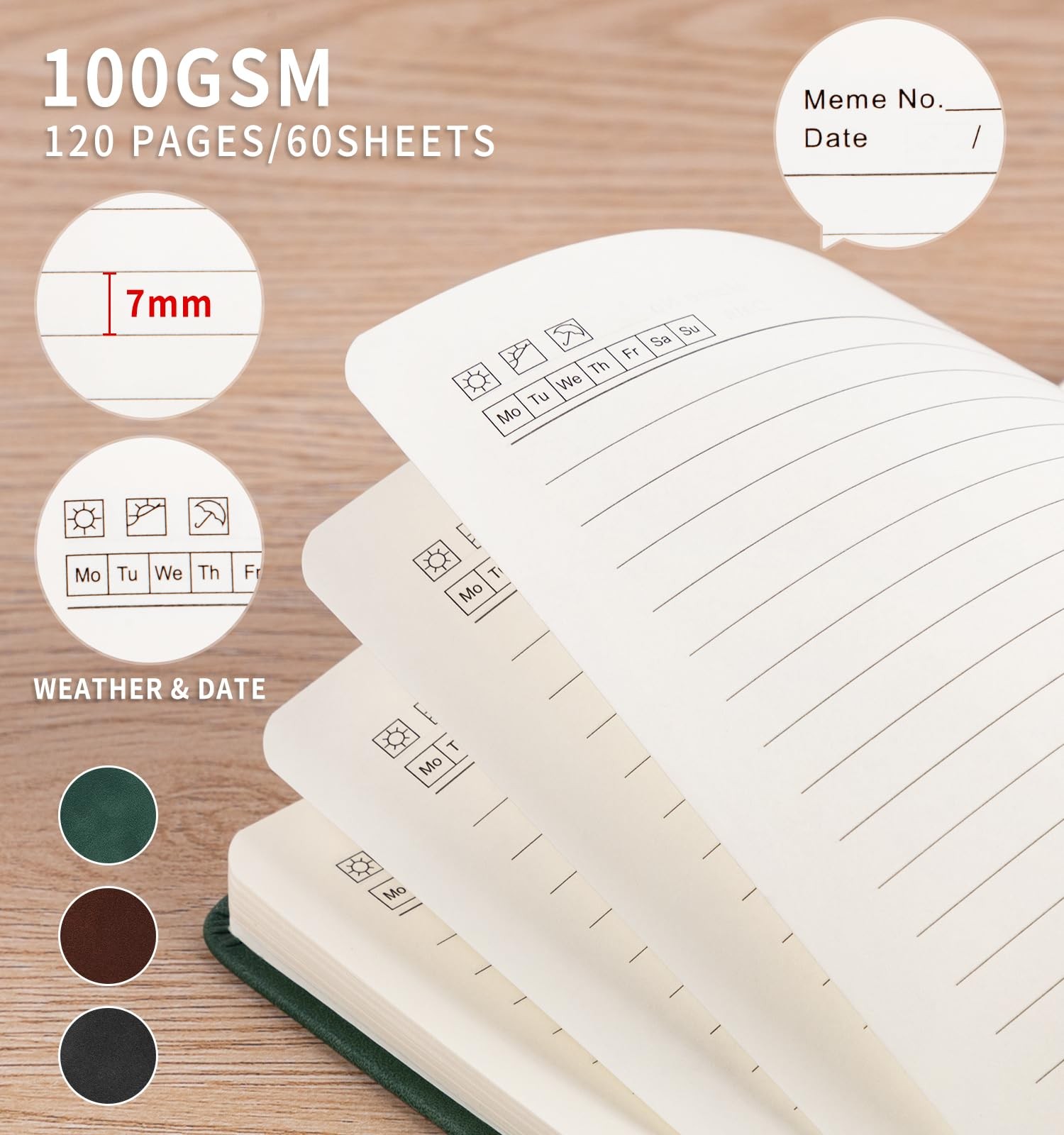 A6 Pocket Journaling Notebooks 3 Pack 360 Pages with Pen Holder