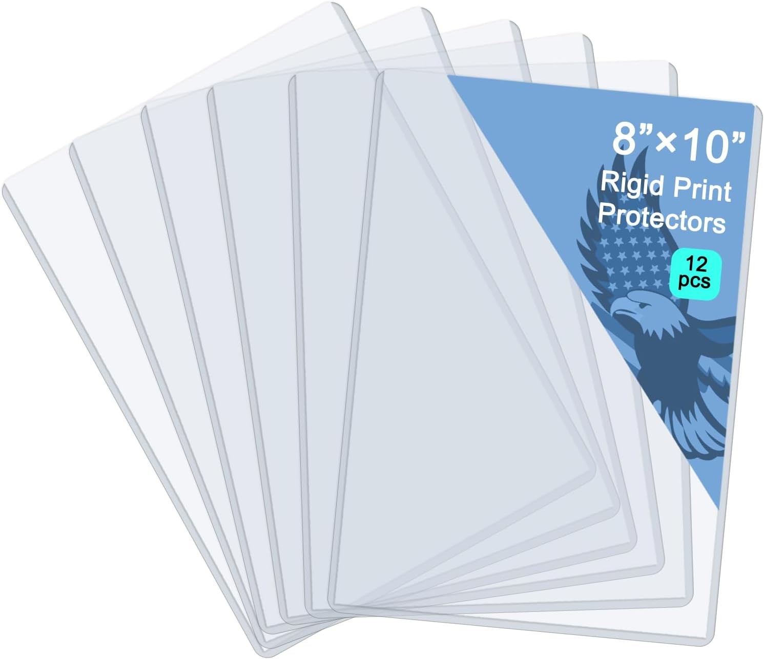 12 Pack 8″ x 10″ Rigid Print Protectors, Clear Hard Plastic Page Sheet Protec…