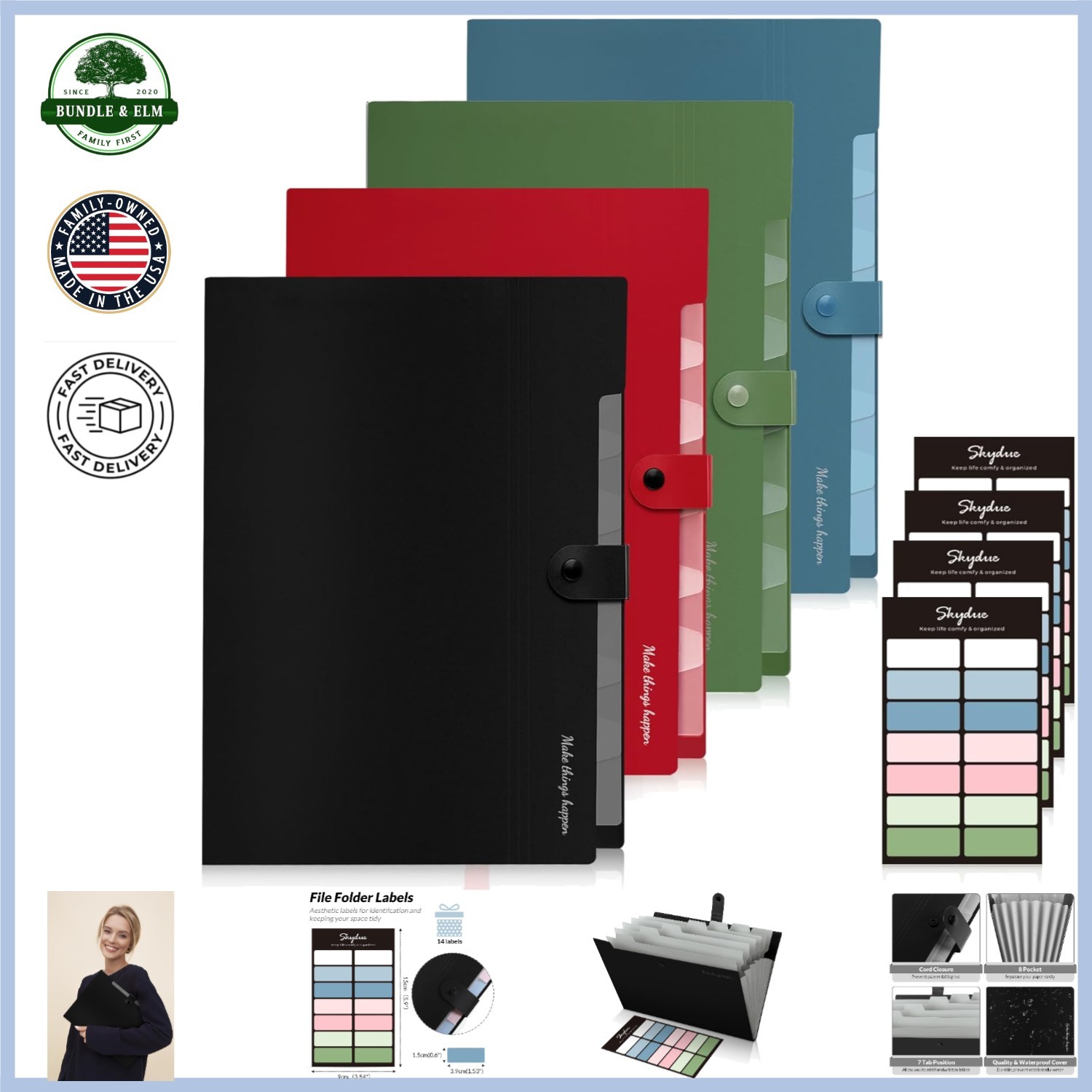 Polypropylene File Organizer for A4 and Letter Size with Durable Snap Closure