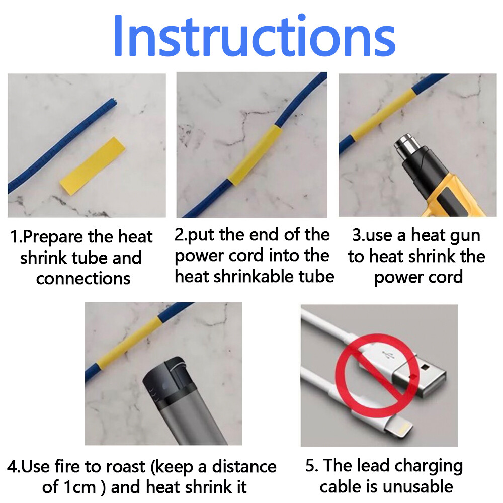 Black Ink White Yellow Heat-Shrink Tube Compatible with Brother HSe 211 221 231