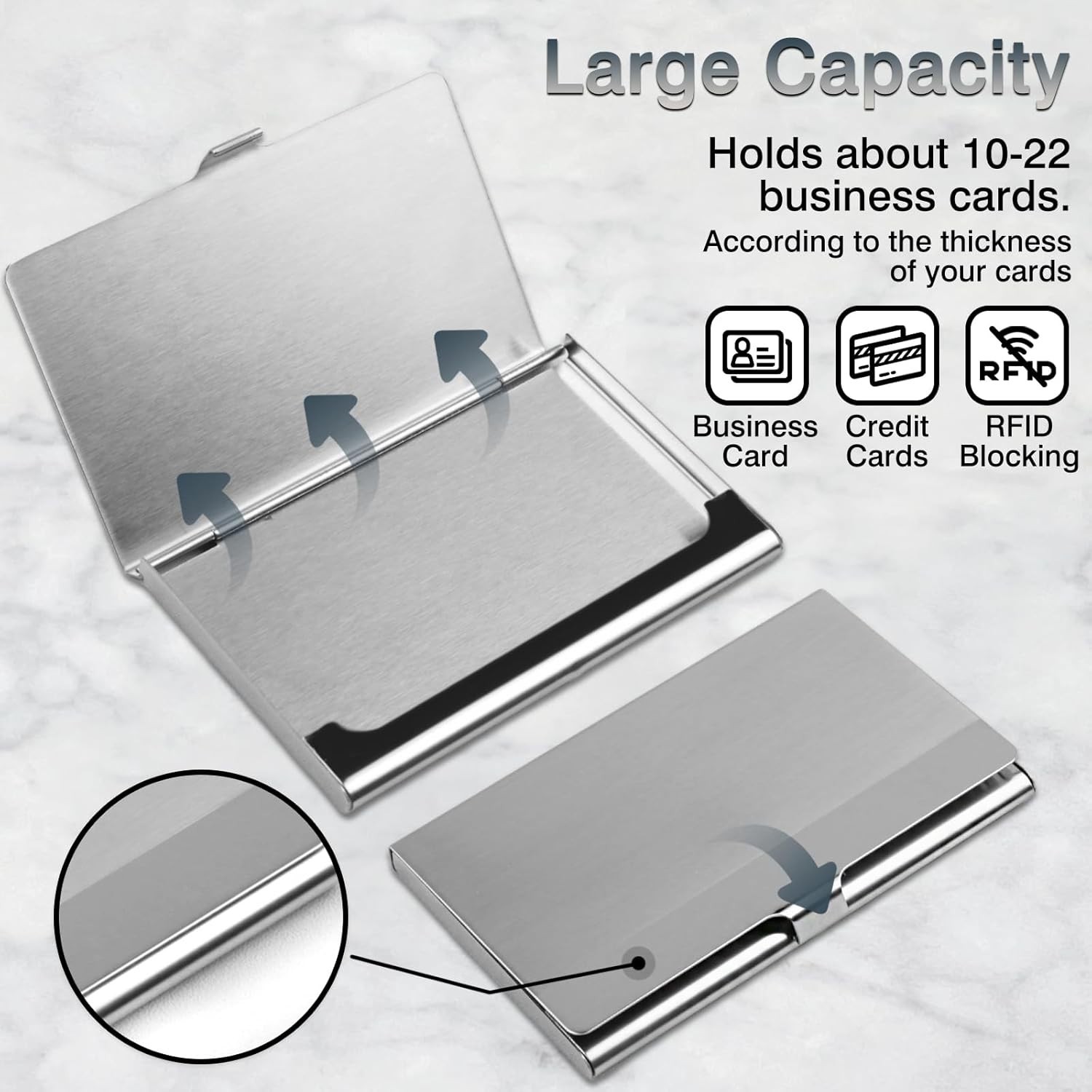 Minimalist Satin Finish Business Card Case – Holds 13-18 Cards, Unisex Design