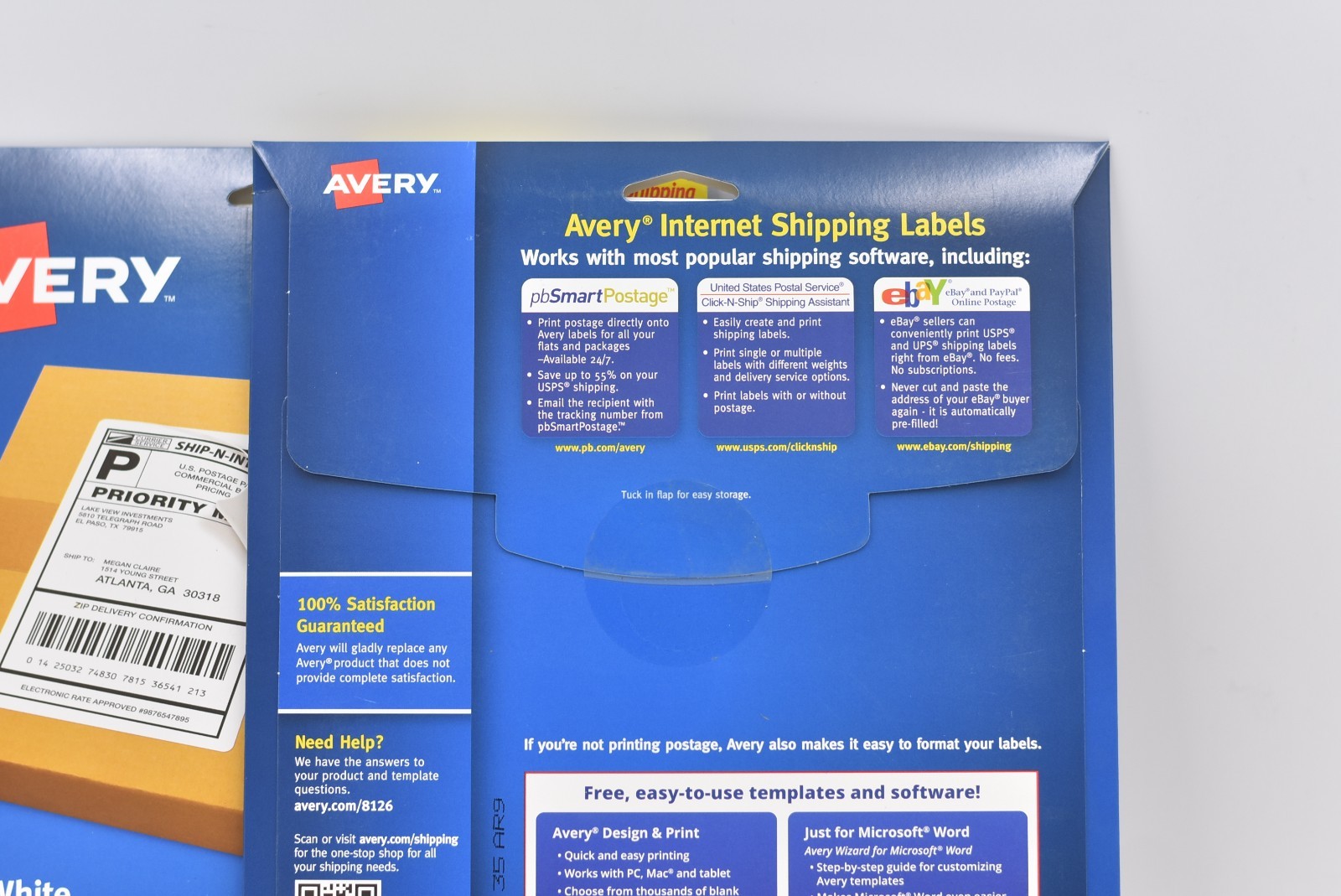 Lot of 2 Avery Half-Sheet Internet Shipping Labels Inkjet White 8126 (100 label