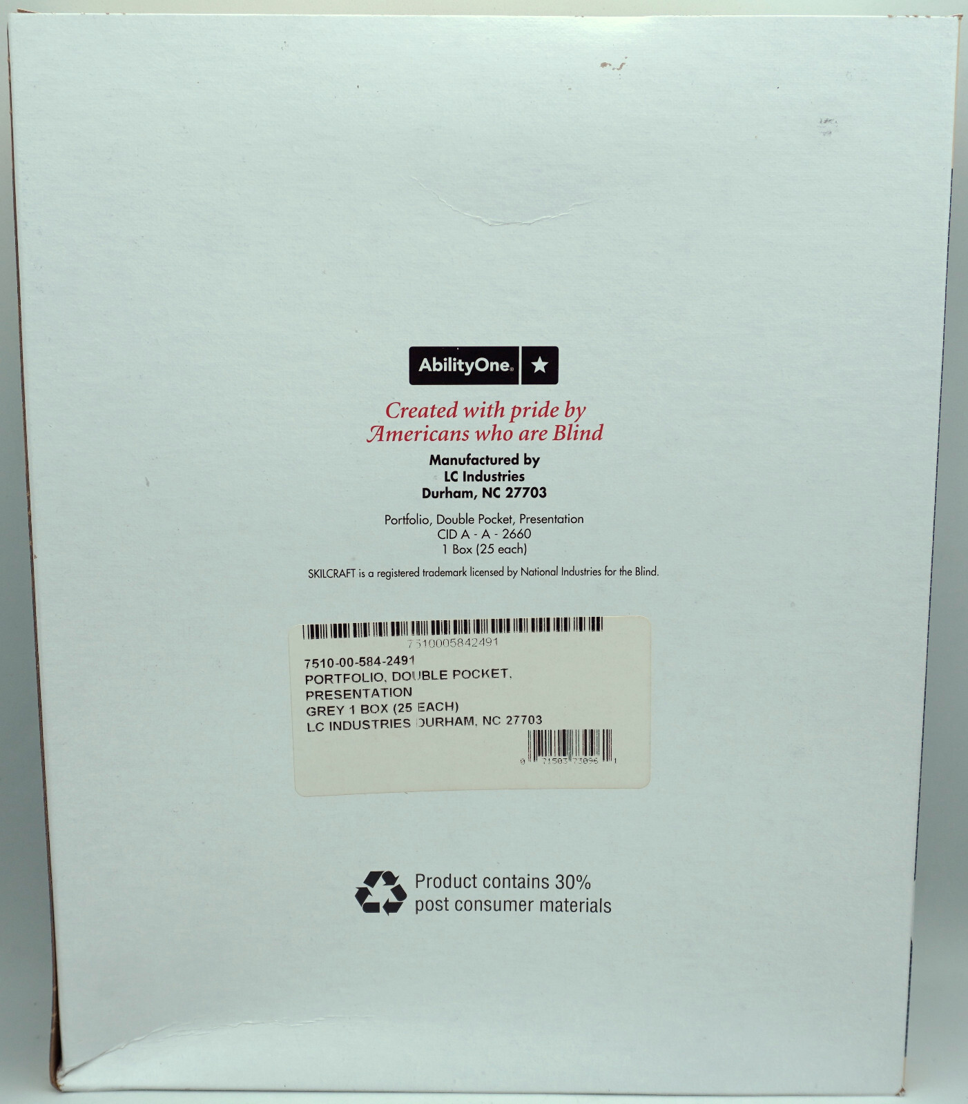 SKILCRAFT Double Pocket Presentation Portfolio – Gray – Letter Size 25/pack