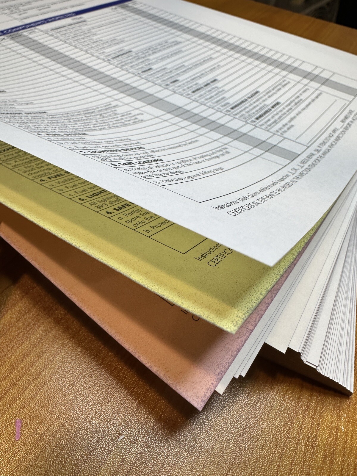 50-PACK. Annual Vehicle Inspection Report Form. 3-Ply, Carbonless. FMCSA DOT.