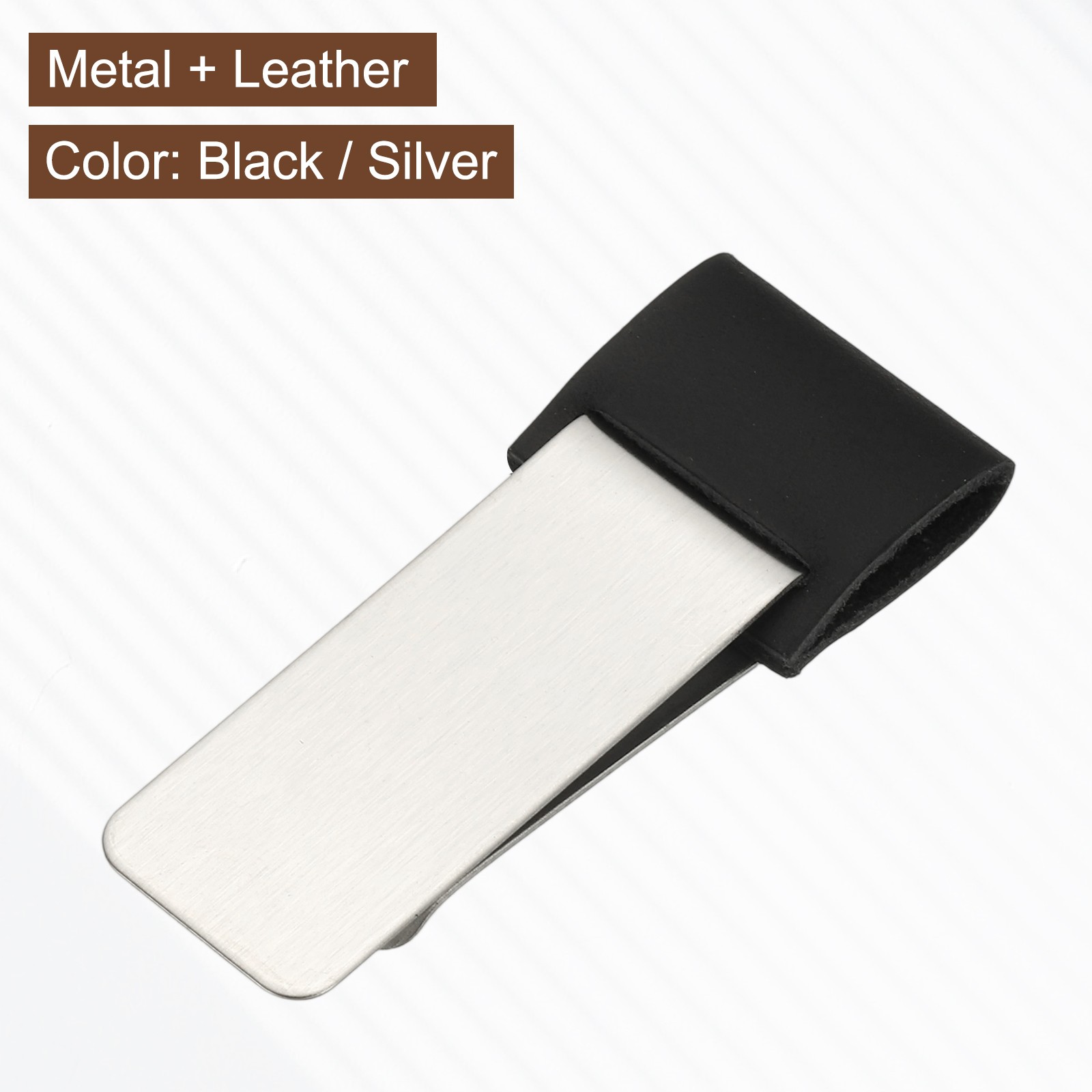 1 x Pen Loop for Notebook Stainless Steel Pen Clip with Leather Black