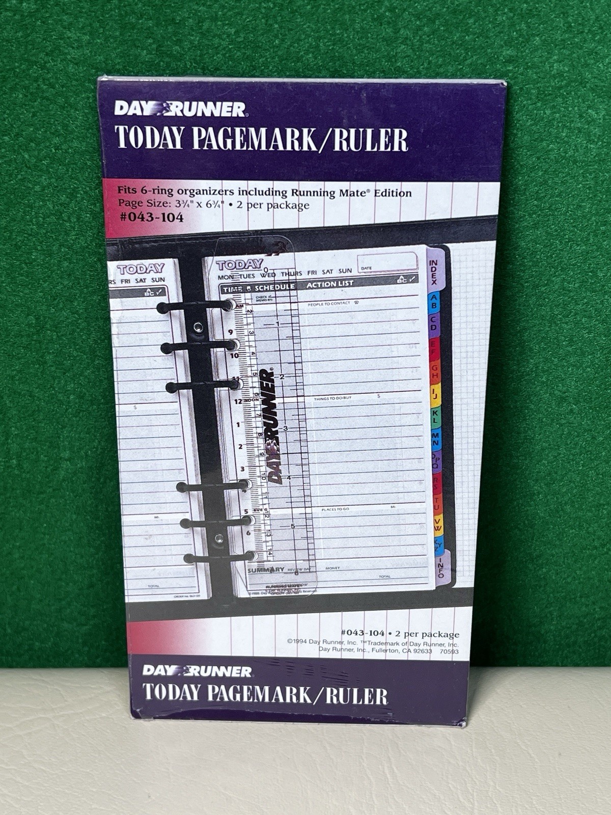 Day Runner Today Pagemark/Ruler Package #43-104 6 Ring Of 2 NEW