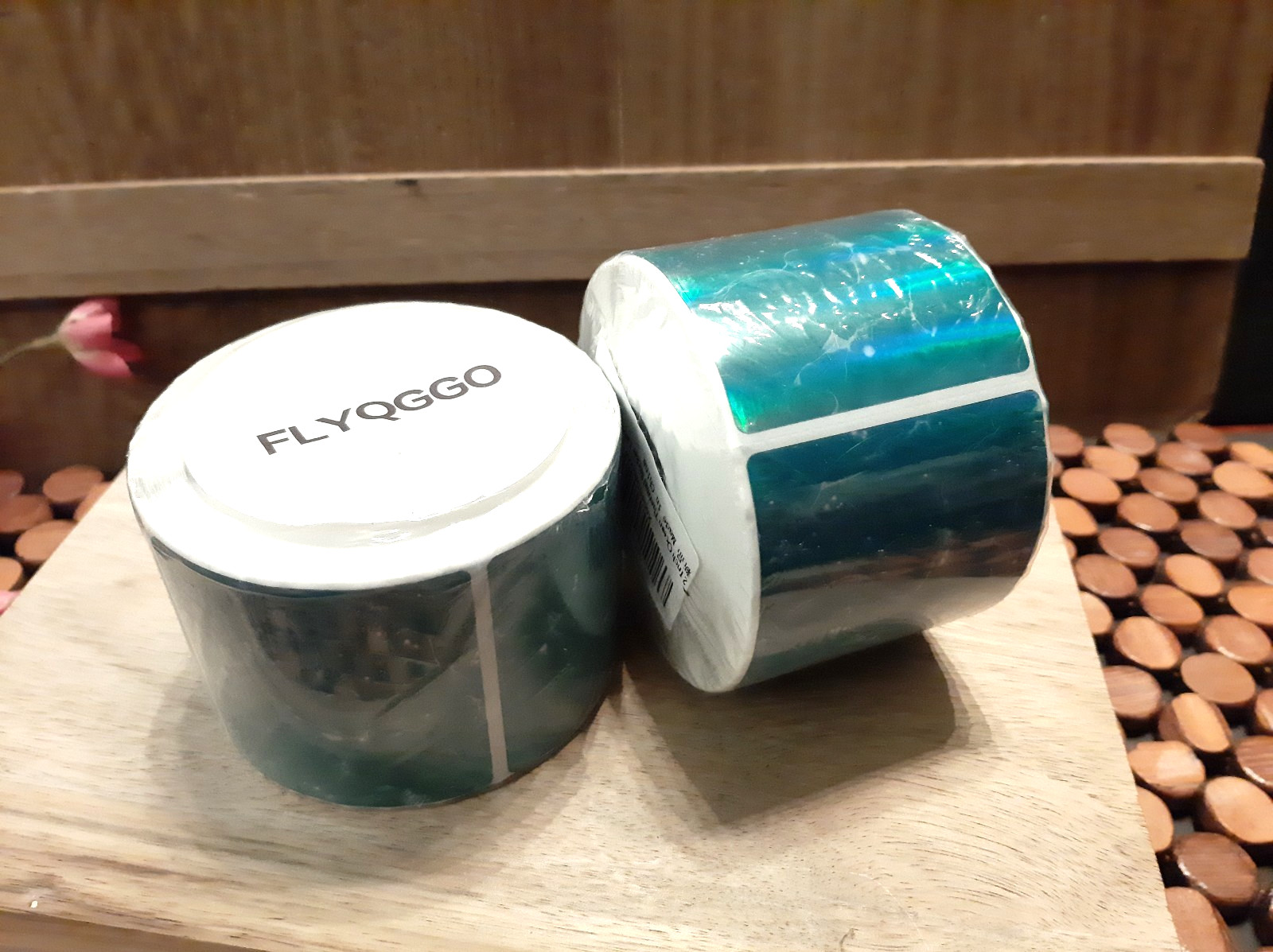 2 ROLLS 1000 Pcs 2″ Holographic Thermal Sticker Labels, Round , Ocean Blue