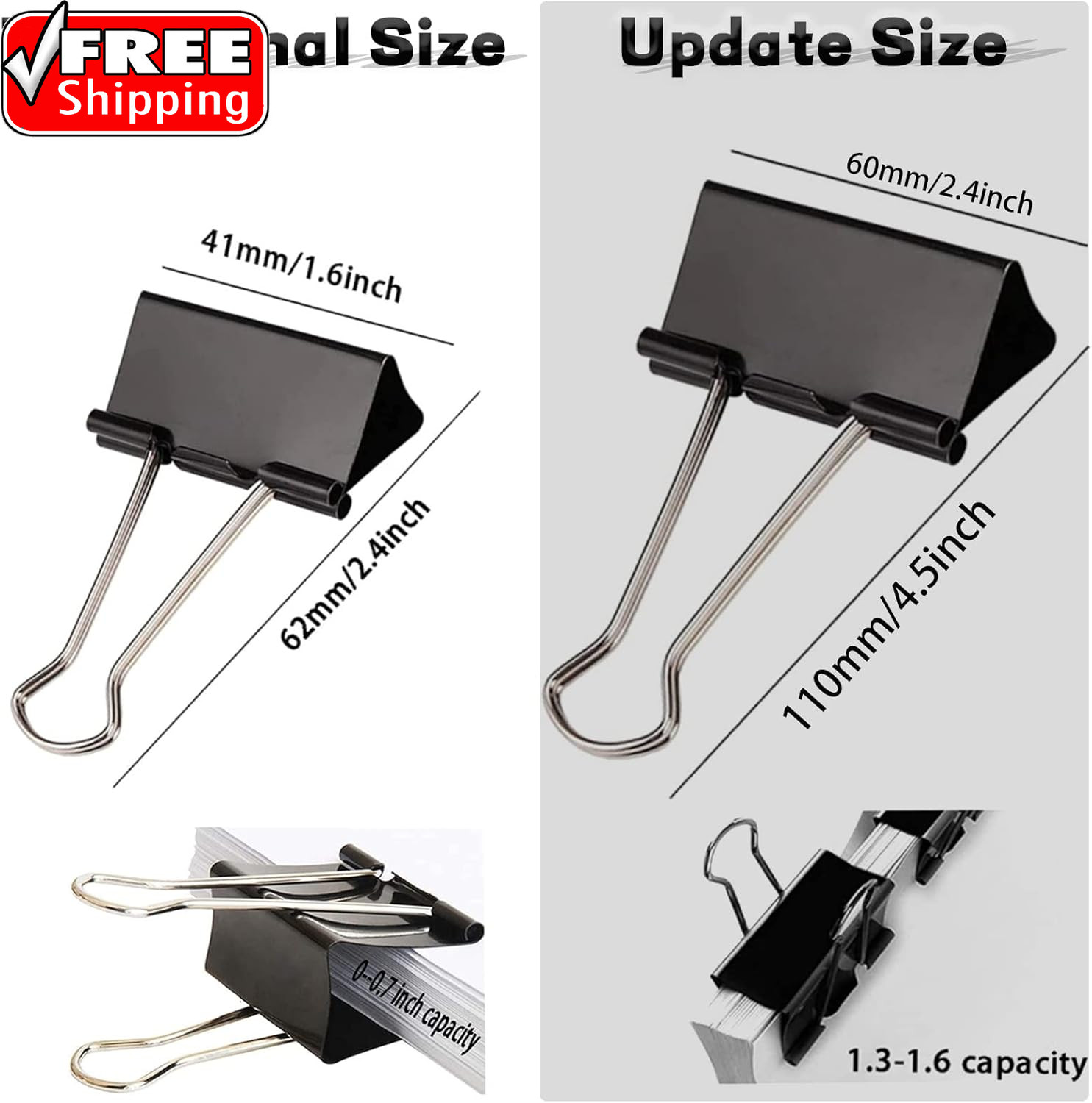 Extra Large Binder Clips 2.4 Inch (36 Pack), Upgrade Giant Binder Clips Big Pape