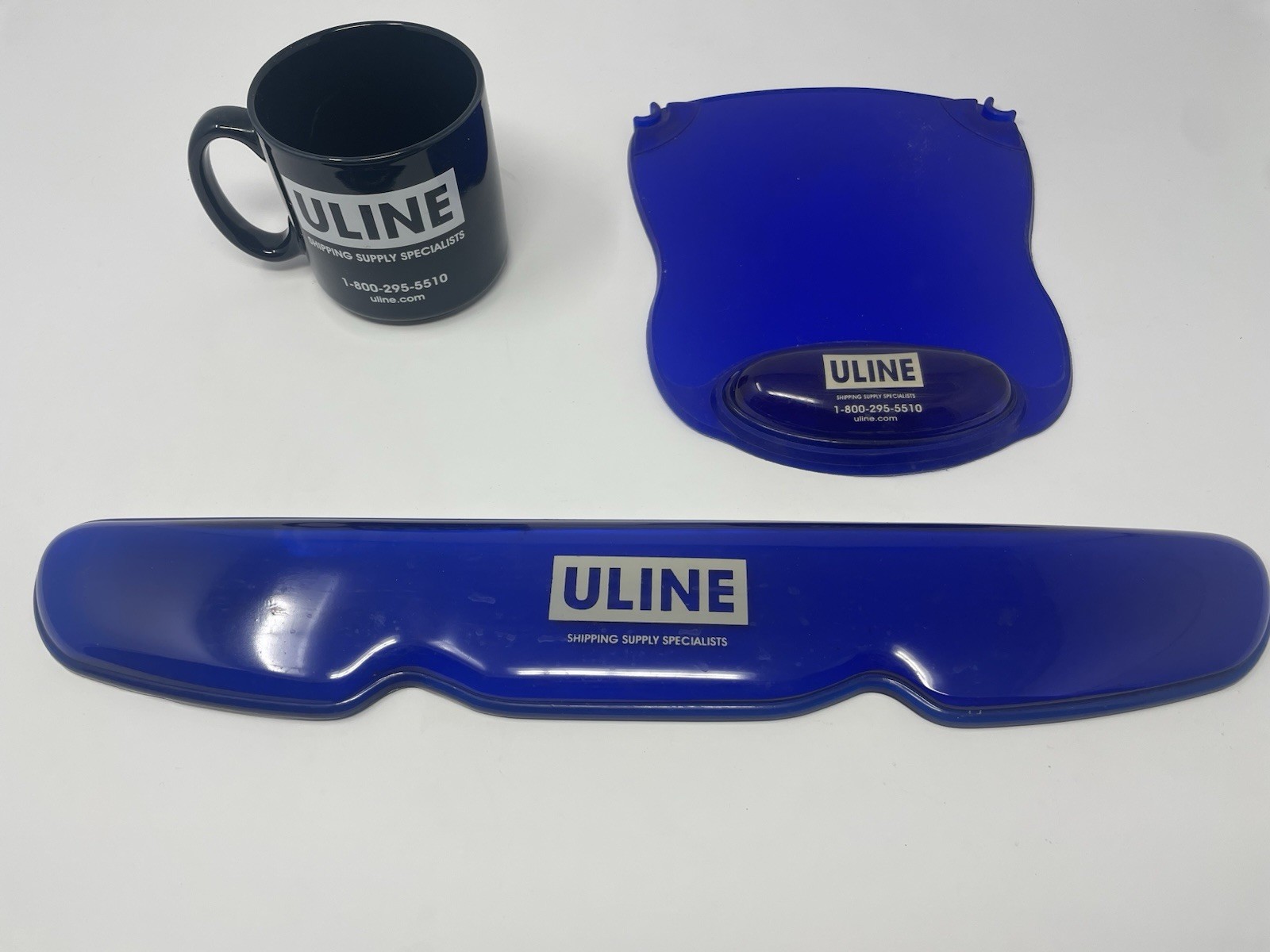 Uline Branded Office Desktop Accessories Gel Wrist Rest, Mouse Pad, Mug