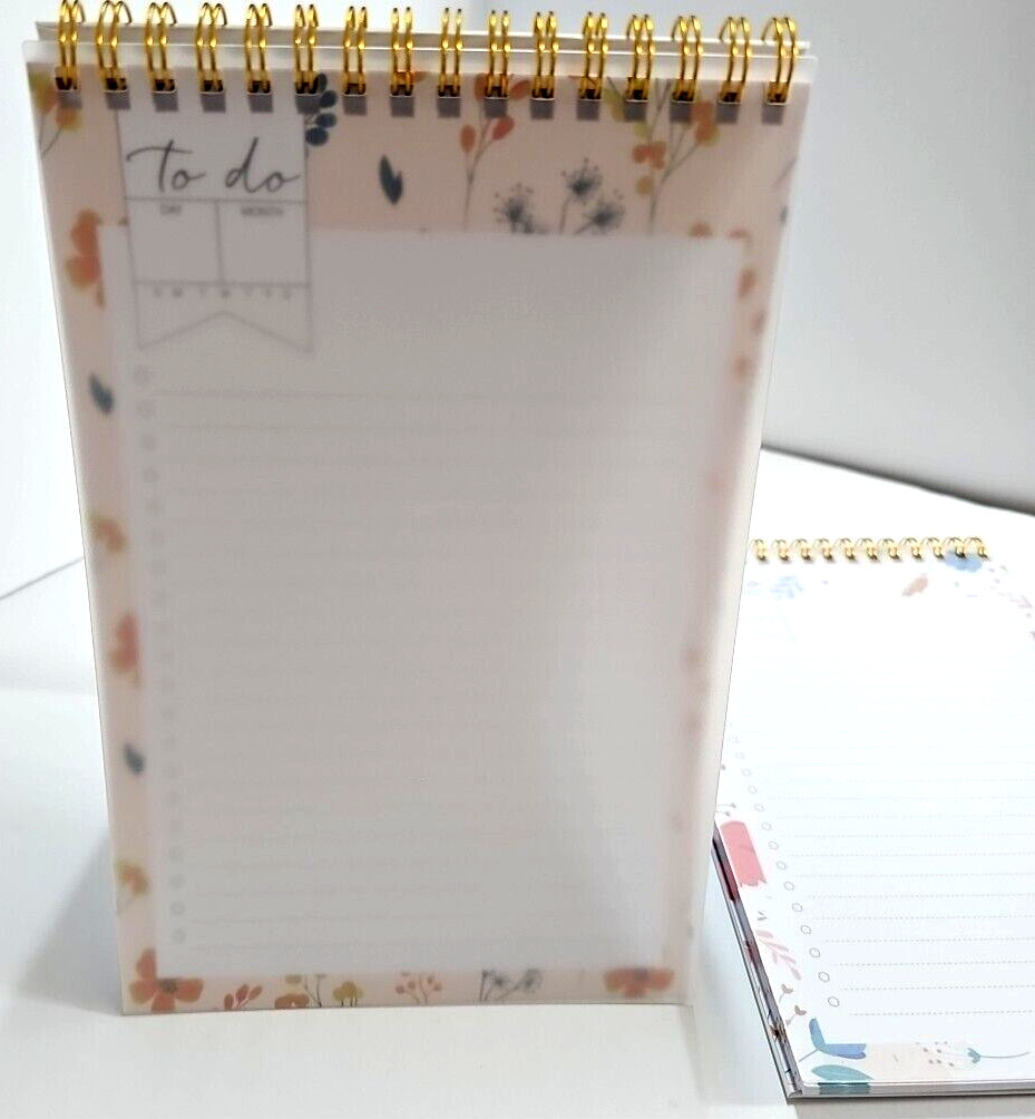 A5 Floral Notebook 50 Pages, Lined Double-Spiral Pages for Plans & To-Do Lists