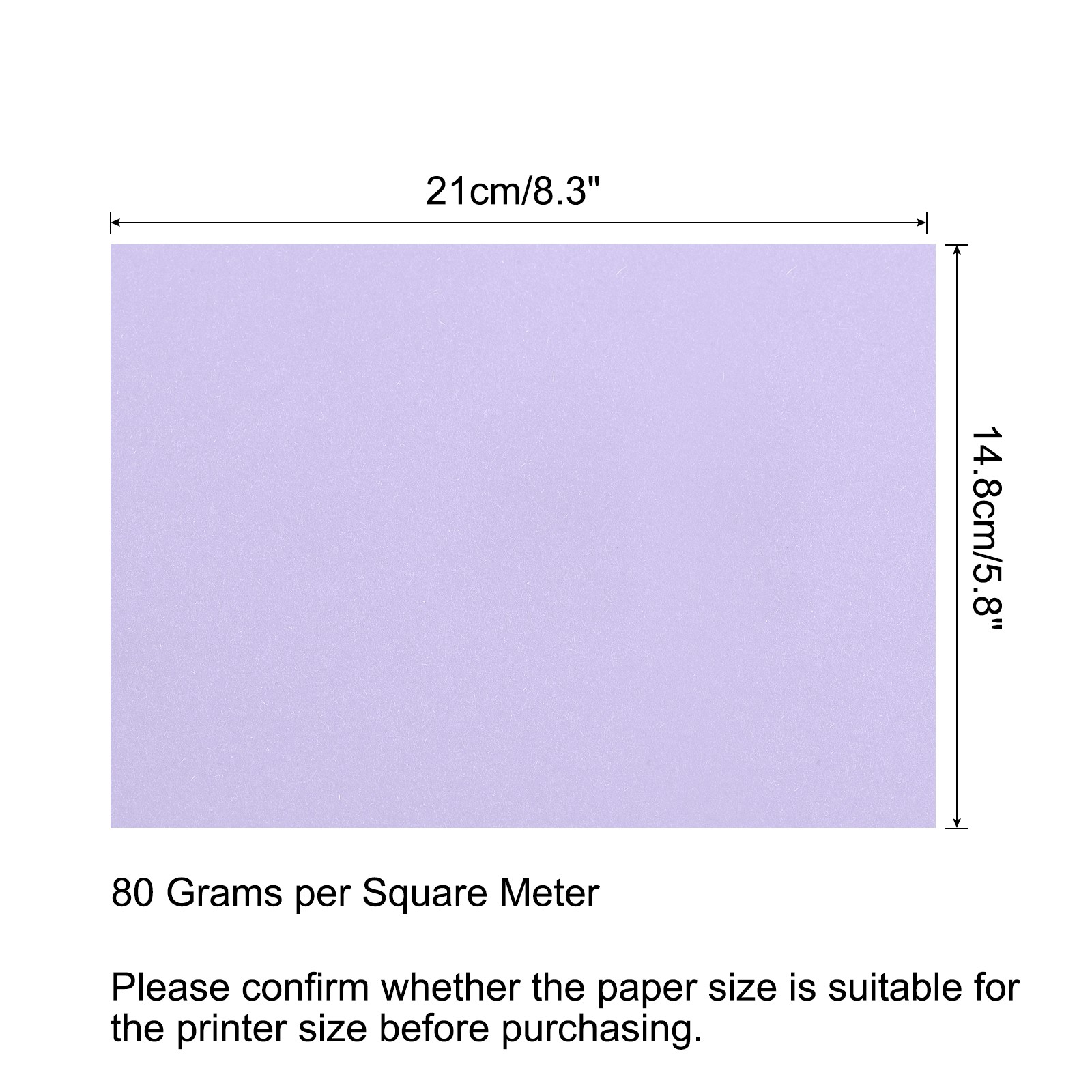 Colored Copy Paper 8.3×5.8 Inch 80gsm Light Purple 25 Sheets