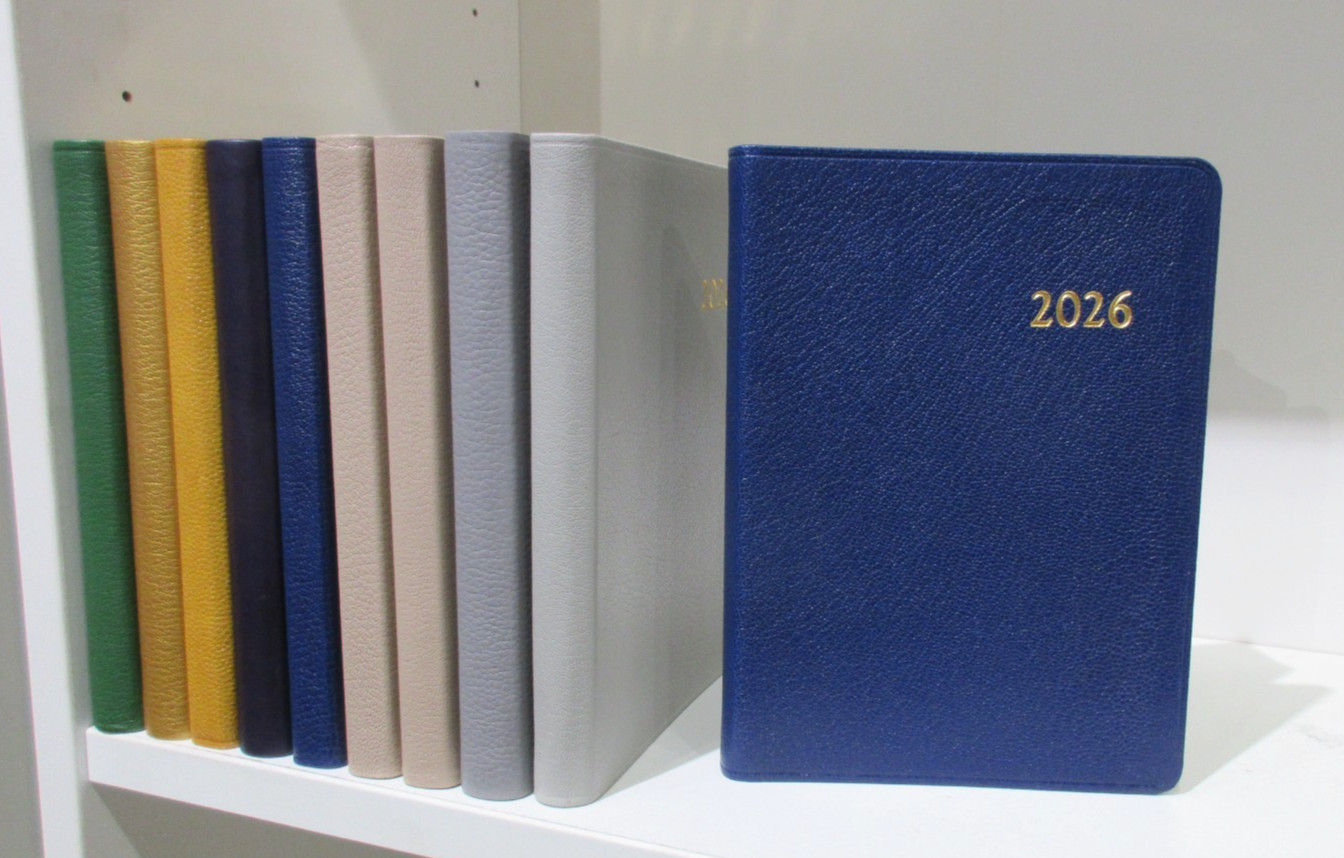 2026 Datebook Weekly Notebook Planner Pebbled Leather Cover Graphic Image Blue
