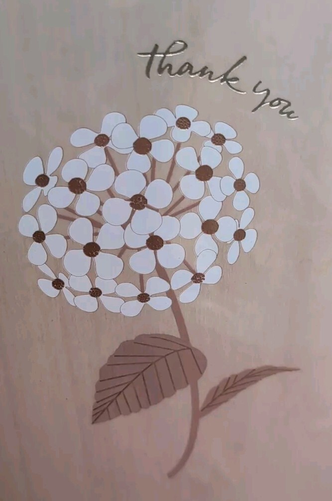 Papyrus Greeting Card Wooden Hydrangea Floral Thank You Unique