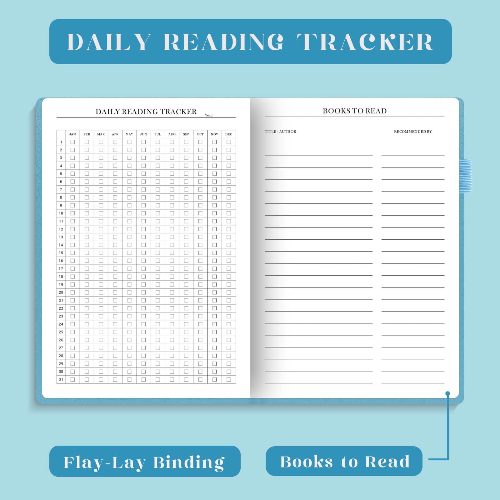 Elegant Reading Journal Book Log for 110 Reviews Ocean Blue A5 Size Gift
