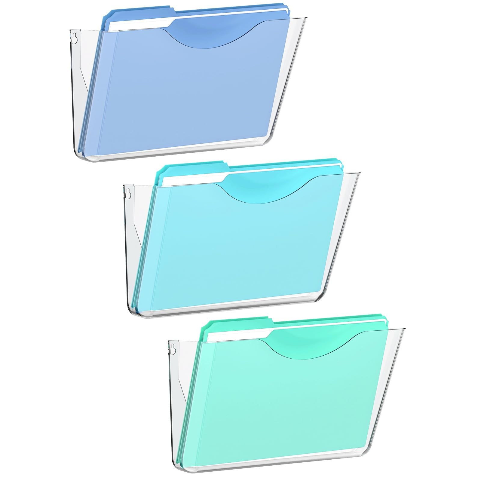 Clear Acrylic Wall Mount Single Pocket Letter Size File Holder Rack 3 PCS