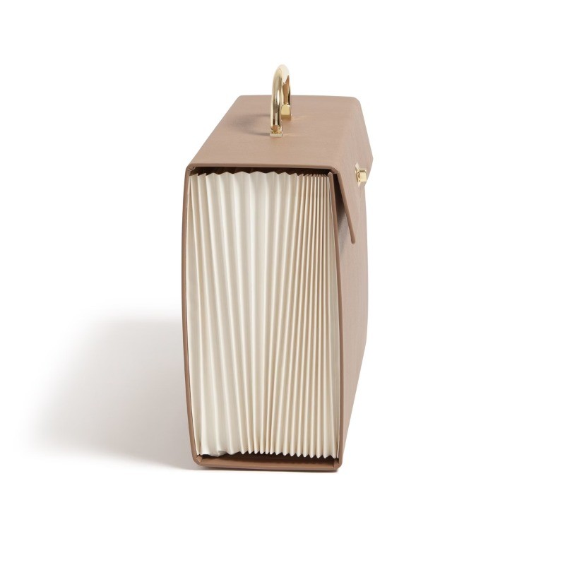 19 Pocket Recycled Pleather Expandable File Light Brown