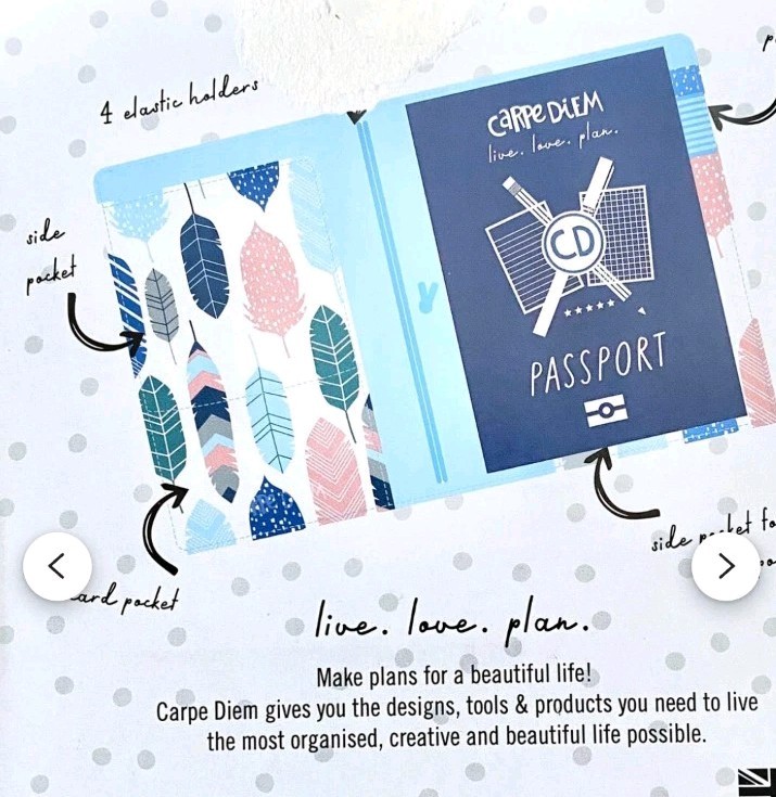 Carpe Diem Traveler’s Notebook Holder Planner Passport Case Sky Blue Cover New