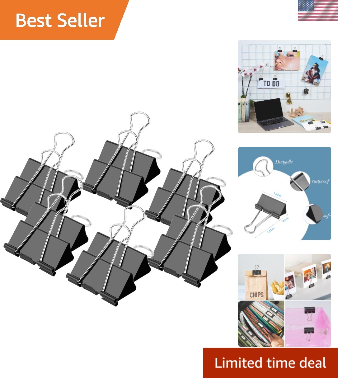 Tempered Steel Medium Binder Clips, 40 Pcs – Stylish & Durable for Daily Use