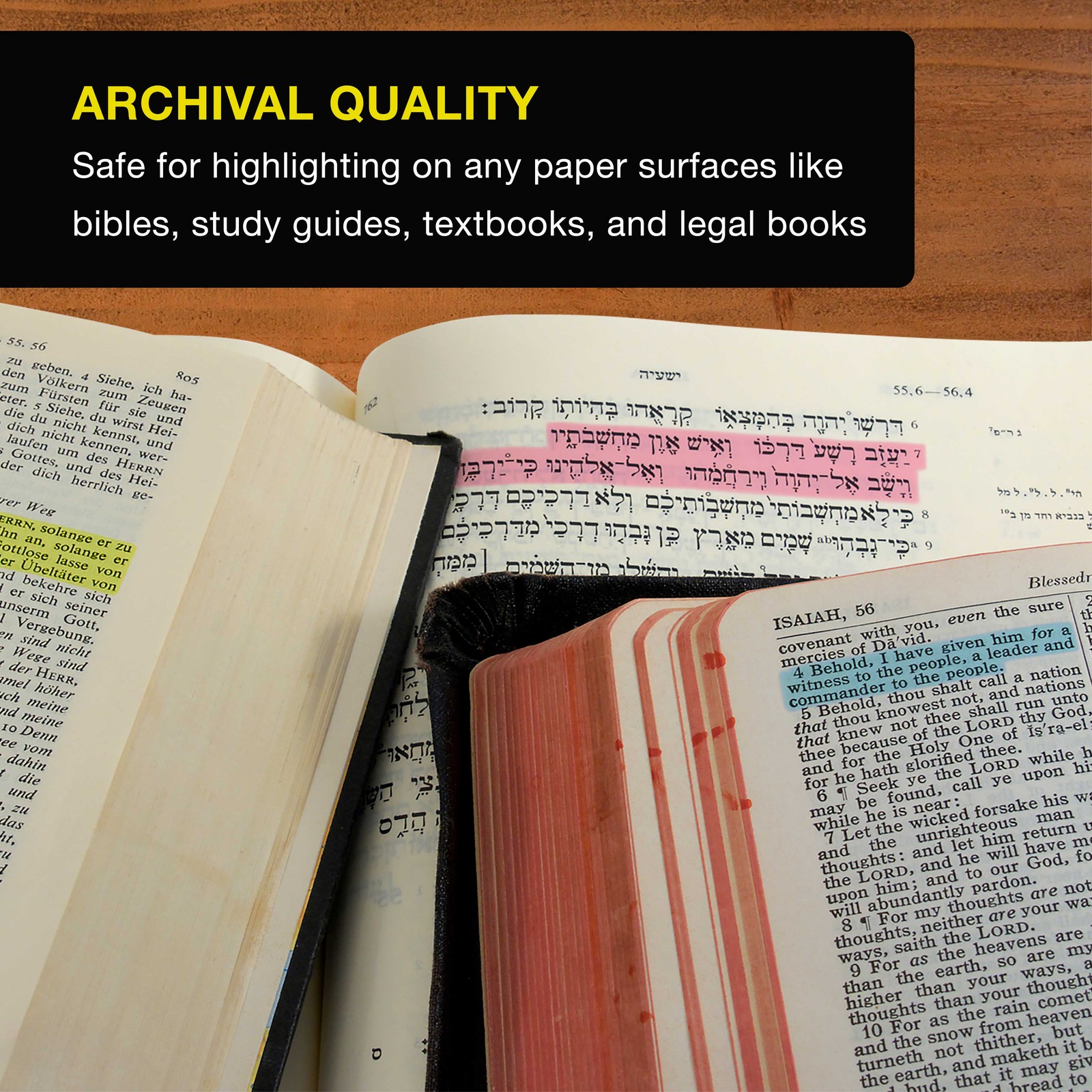 6 Bible Safe Gel Highlighters, Bright Neon Colors Yellow, Orange Pink Green Blue