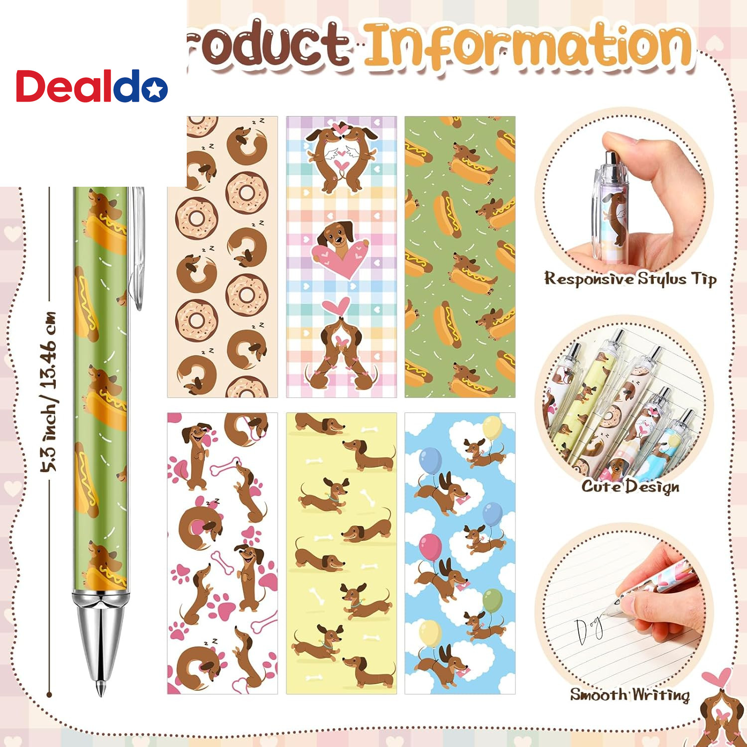 54 Pcs Christmas Dachshund Gifts 6 Pads Sticky Notes Memo Note 12 Cute Ballpoint