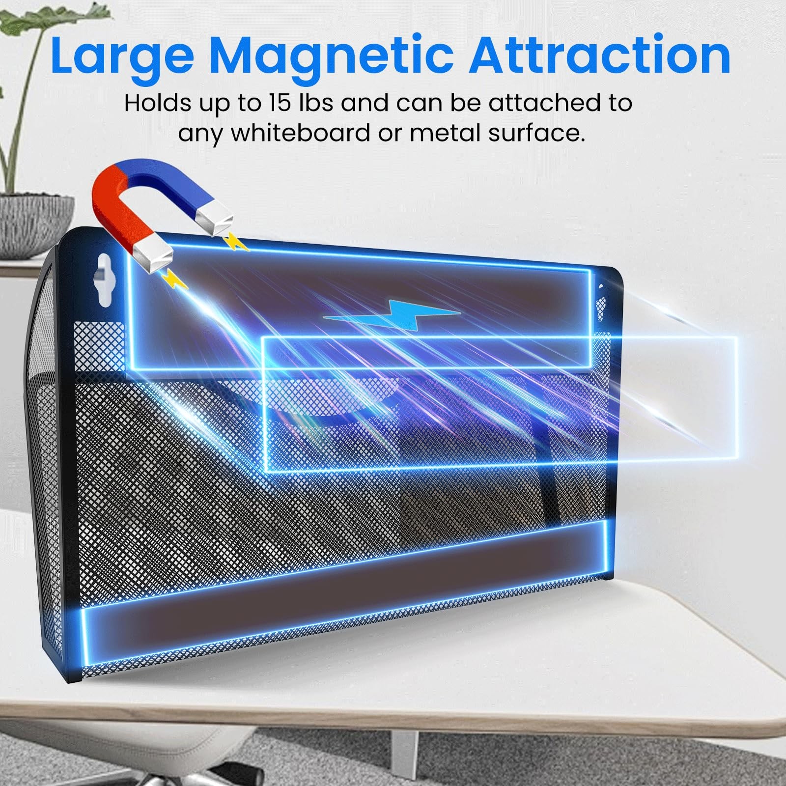 KZWKRG Magnetic File Holder, Folder No Drilling Black