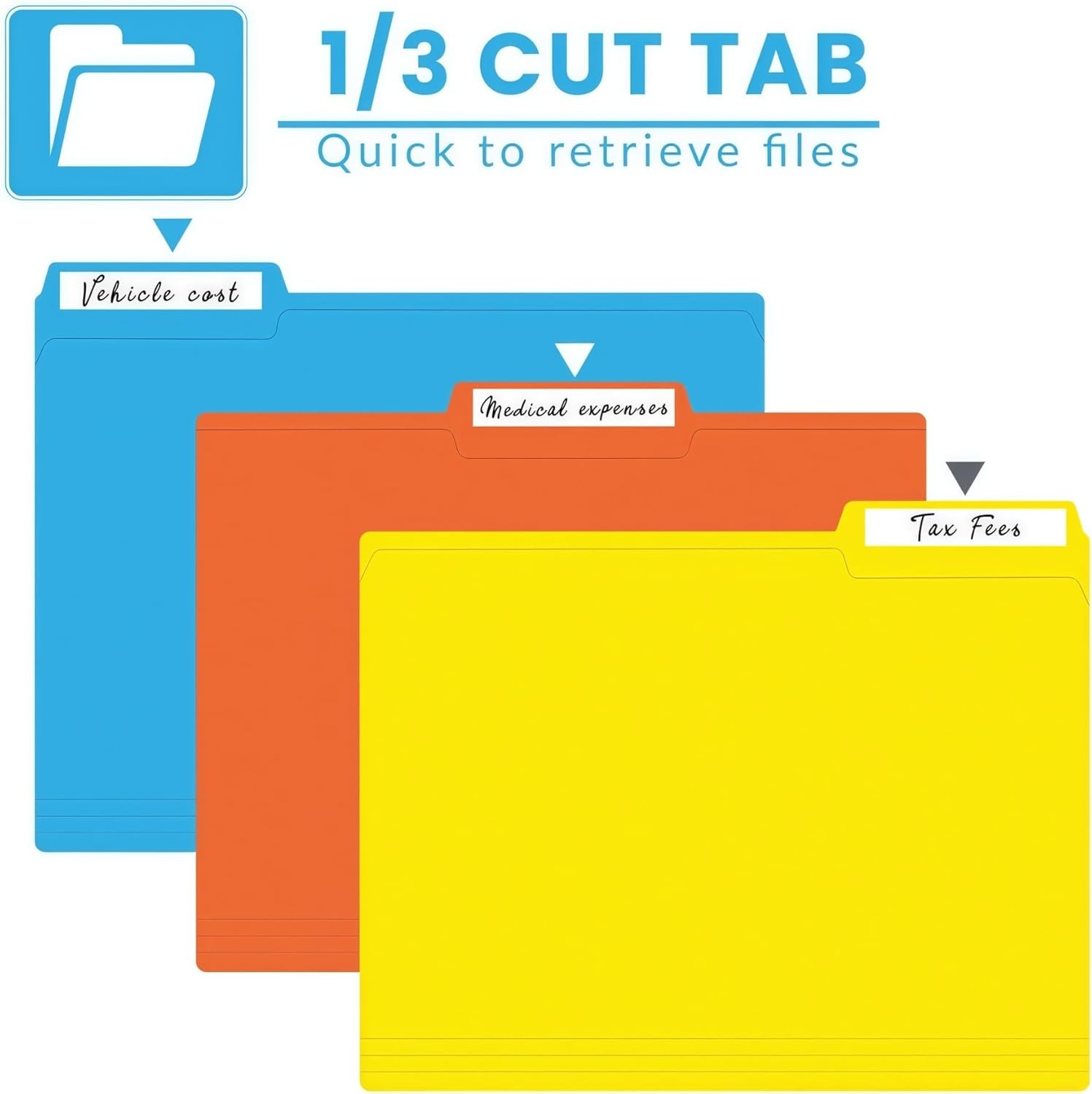 120 Pack Colored File Folders, 1/3 Cut Tab Letter Size 8.5″ x 11″ Manila Folders