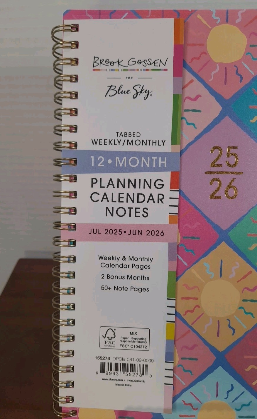 New 2025/2026 Brook Gossen For Blue Sky 12 Month Planner Tabbed Weekly Monthly