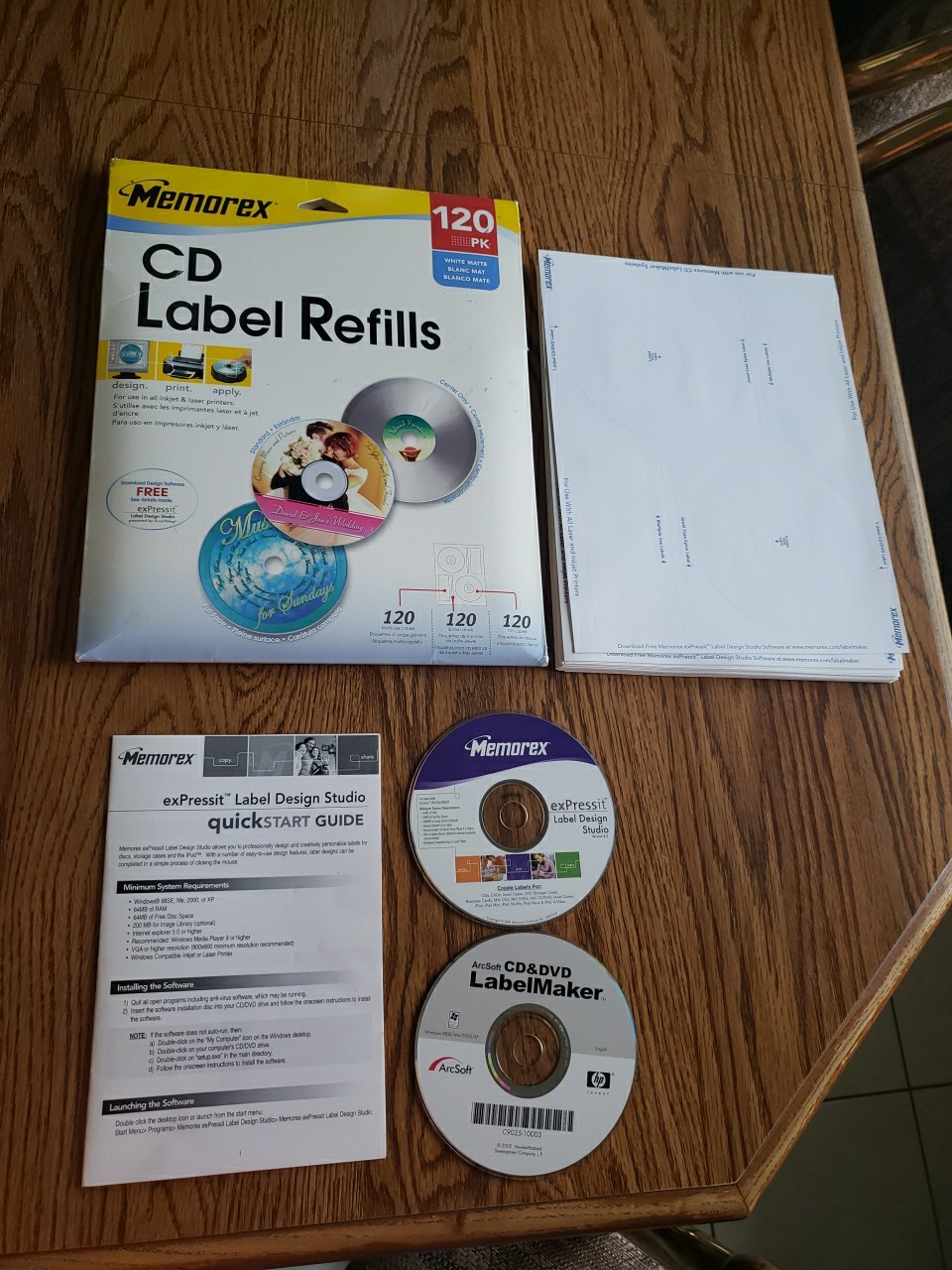 Memorex CD Label Refills 44 Sheets White Matte 3-in-1 Function Inkjet Laser