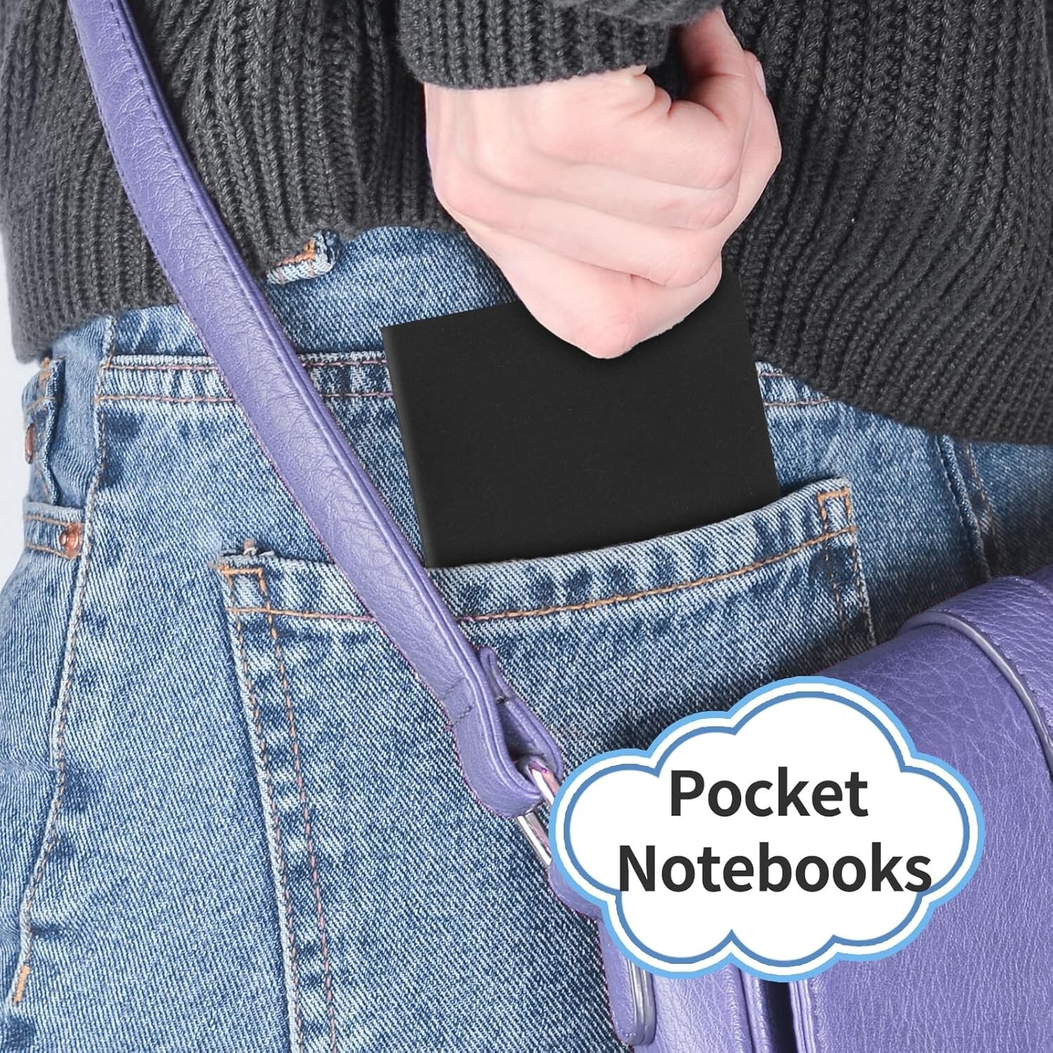 EOOUT 12 Pack Pocket Notebook, 3.5 x 5.5in Lined Mini Notebooks Softcover, Black