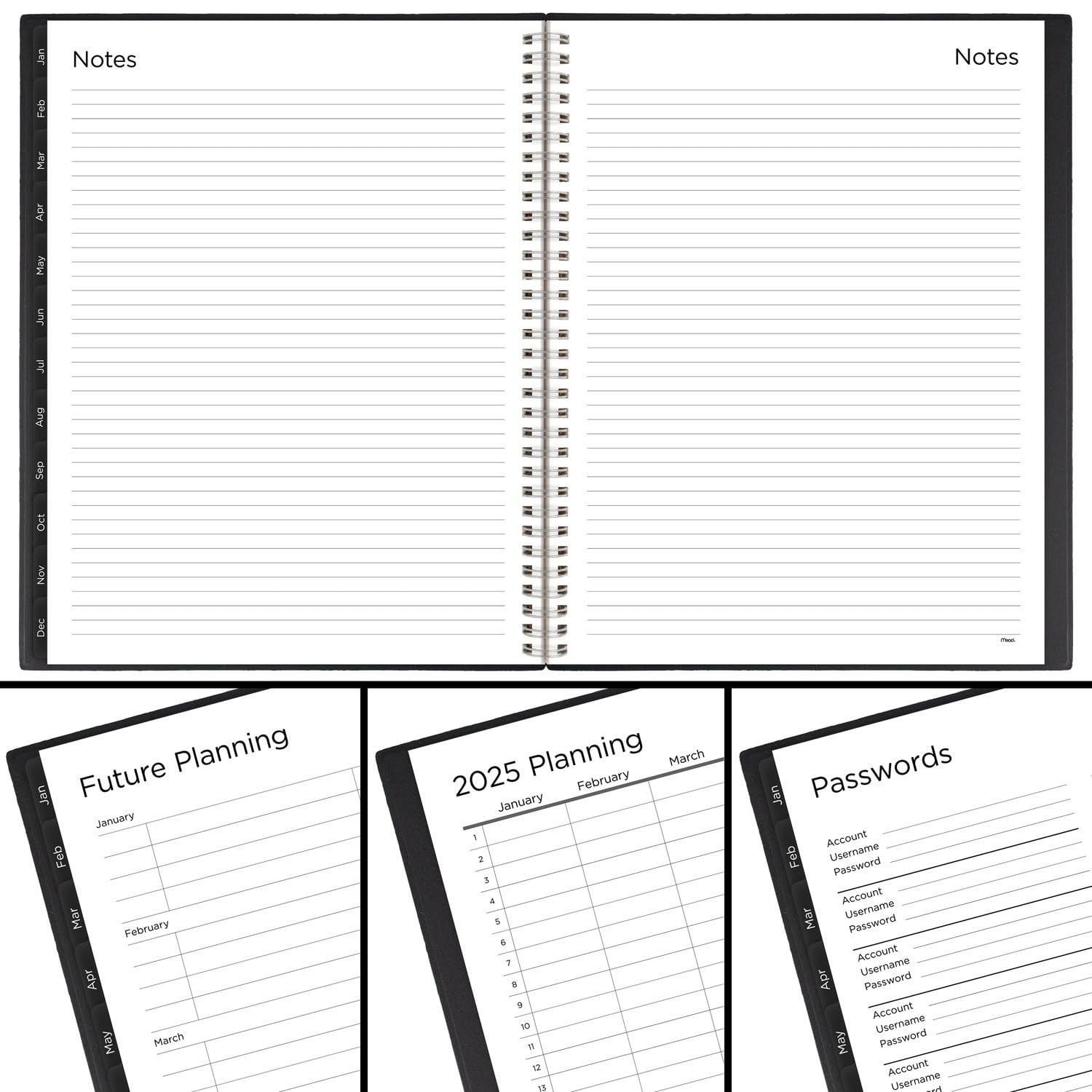 Mead 2025 Planner, Weekly & Monthly, 15-Month, 8-1/2″ x 8.5″ x 11″, Black