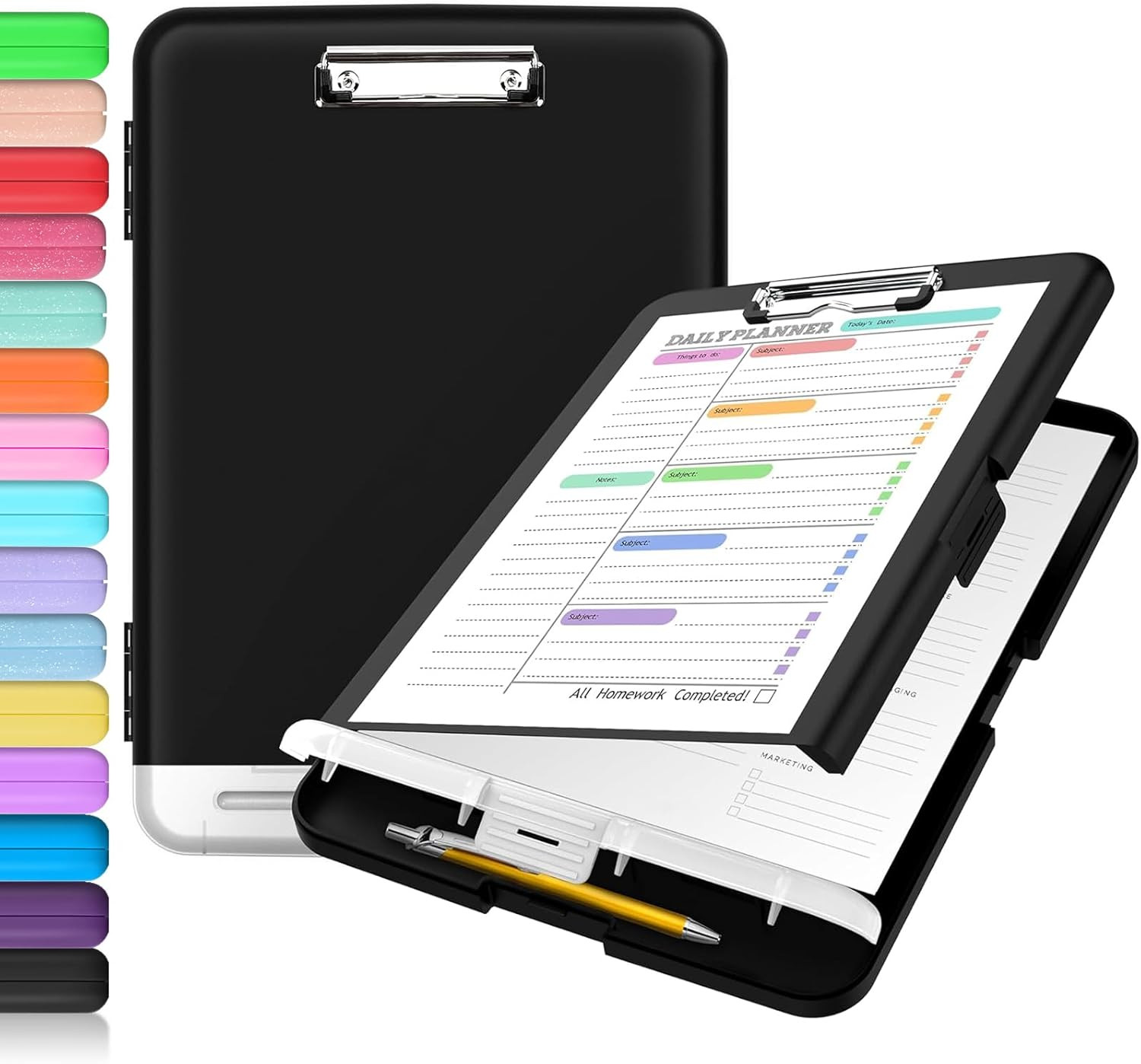 Clipboard with Storage, High Capacity Nursing Clip Board 8.5 X 11 with Pen Holde