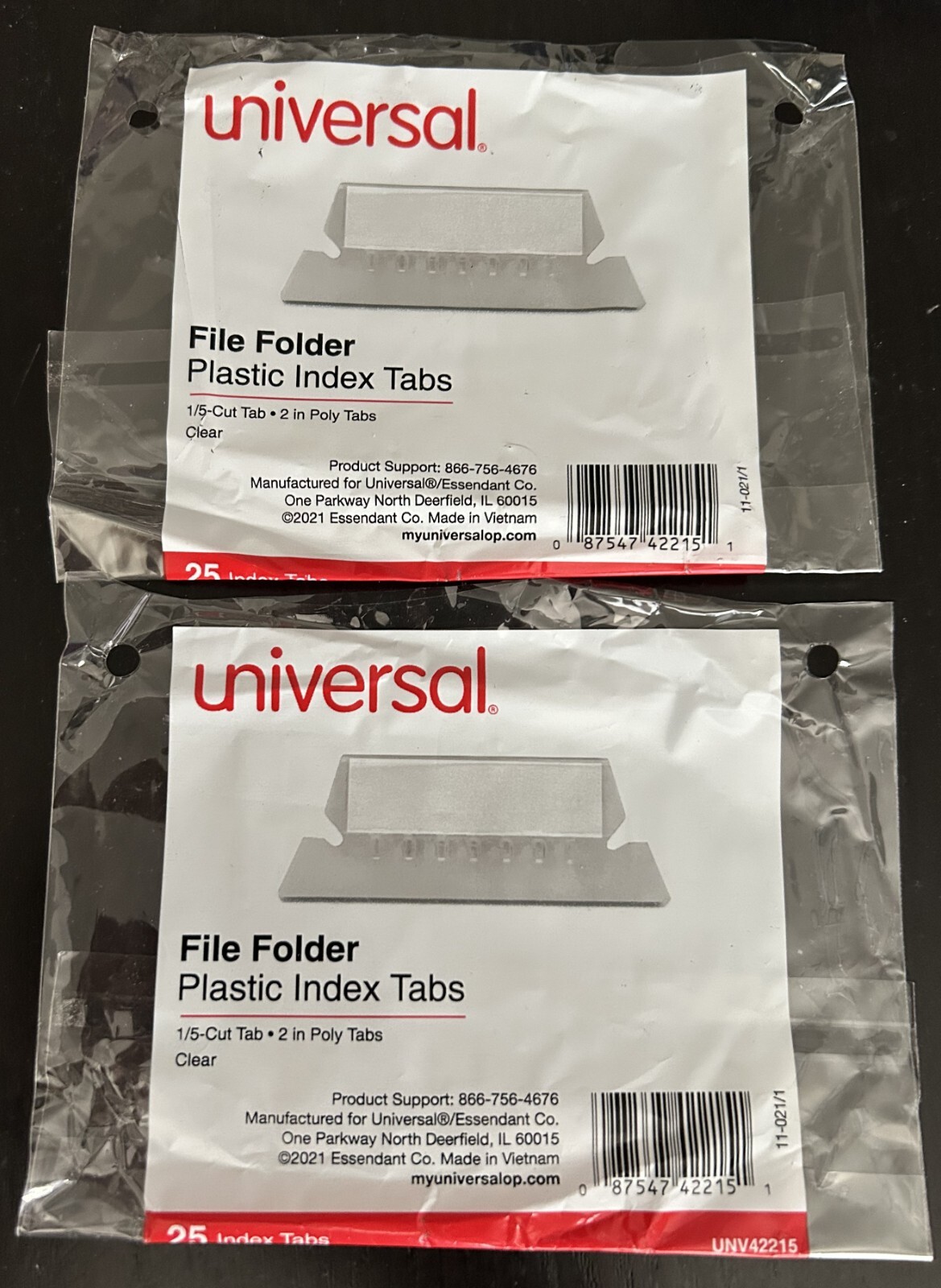 2″ PLASTIC TABS – FOR HANGING FILE FOLDERS ( 1/5 CUT). COUNT = 50 (2 PACKAGES)