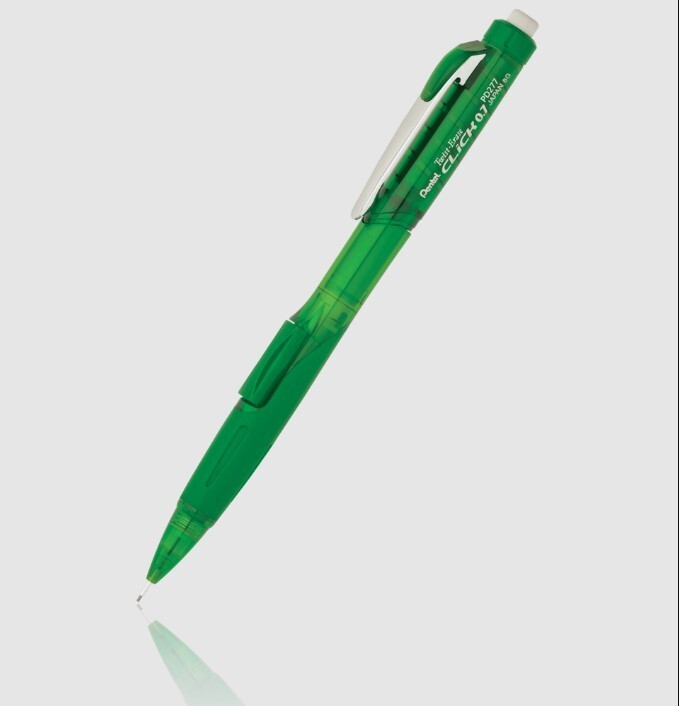 NEW Pentel Twist-Erase Click 0.7mm Mechanical Pencil w/Lead Erasers GREEN PD277