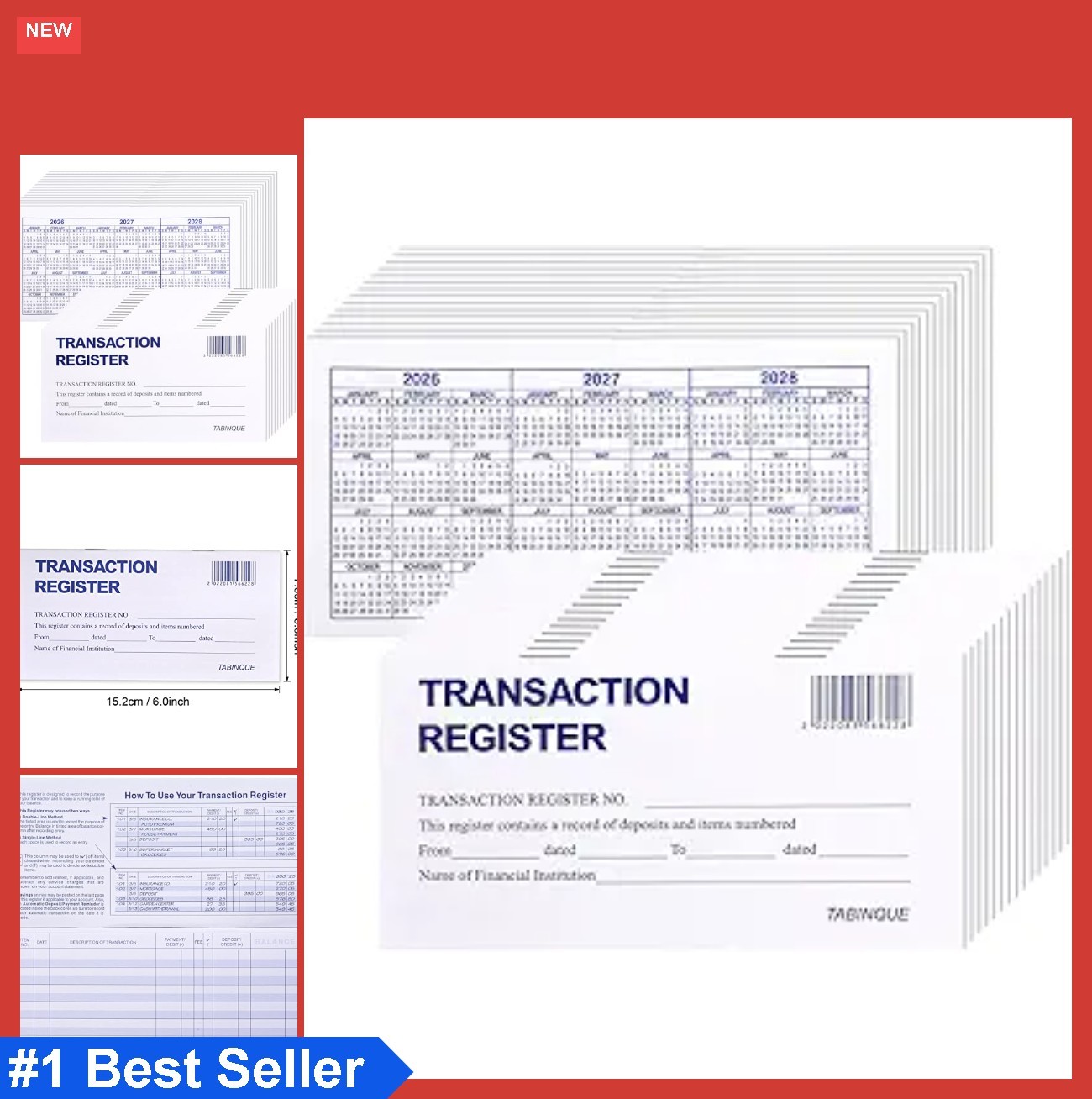 24 PCS Check Registers for Personal Checkbook, Easy to Read Checkbook RegisteR