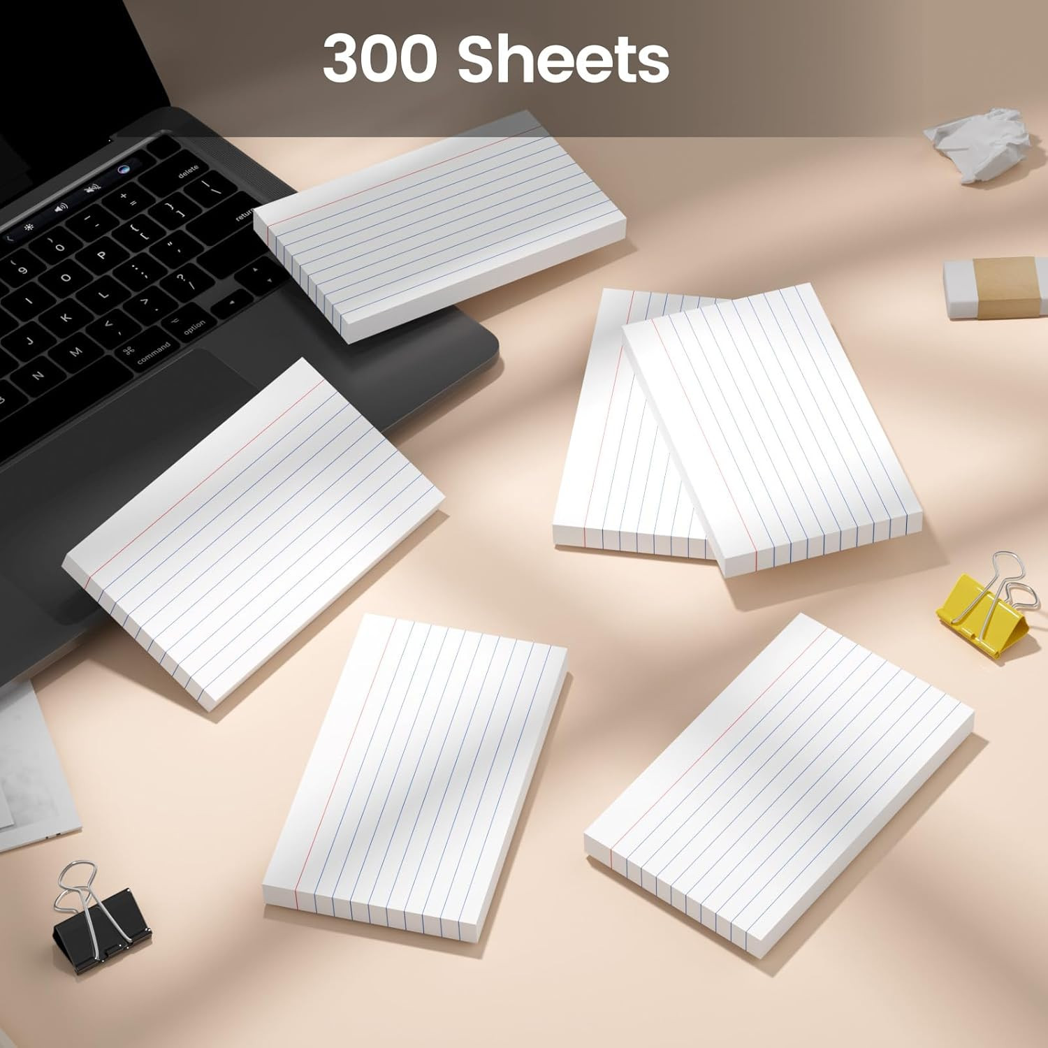 300 Count White Index Cards 3X5 Inch – 180Gsm Heavyweight Flash Card (50 Sheets