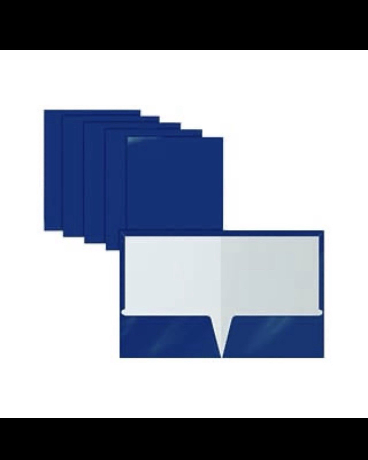 Better Office Products Two Pocket Glossy Folders Blue, 25 Pack