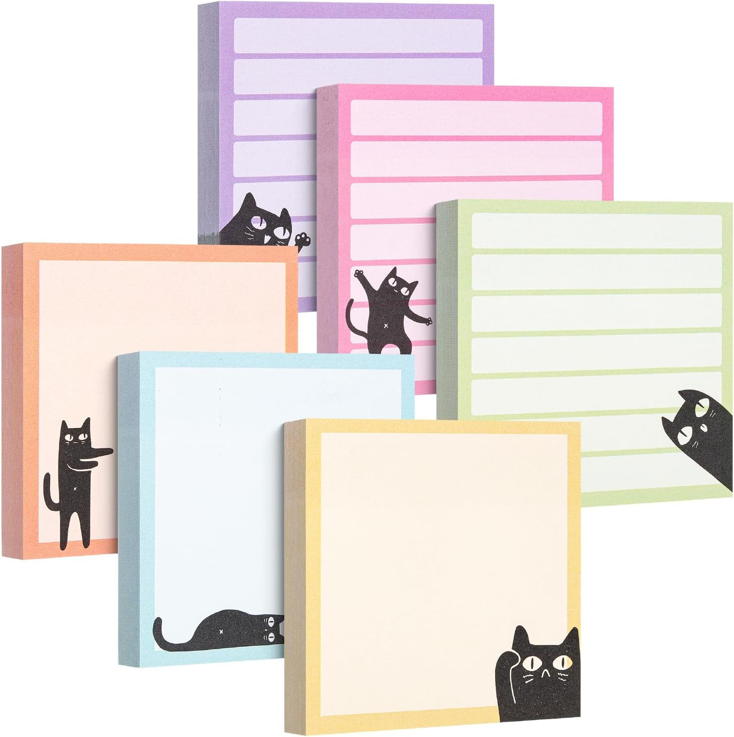 – Black Cat Sticky Notes Set, 3″ X 3″, 6 Pads, 480 Sheets, Black Cat Sticky Note