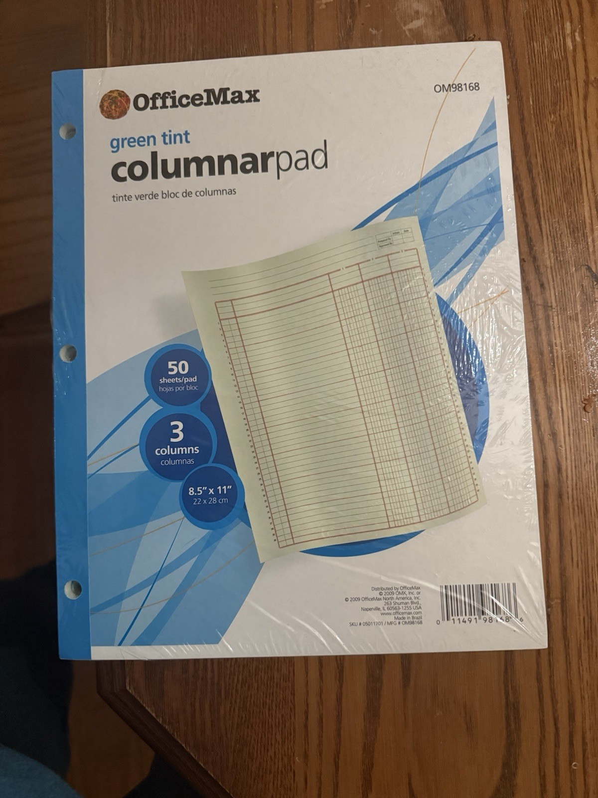 Office Max (2 Pads) Columnar 8.5″ x 11″ 3 Columns 50 Sheets Green Tint 98168