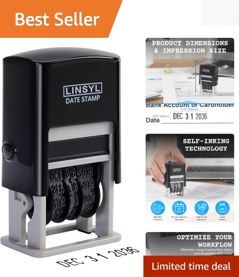 Self-Inking Rubber Date Stamp – Great for Shipping, Receiving, Expiratio…