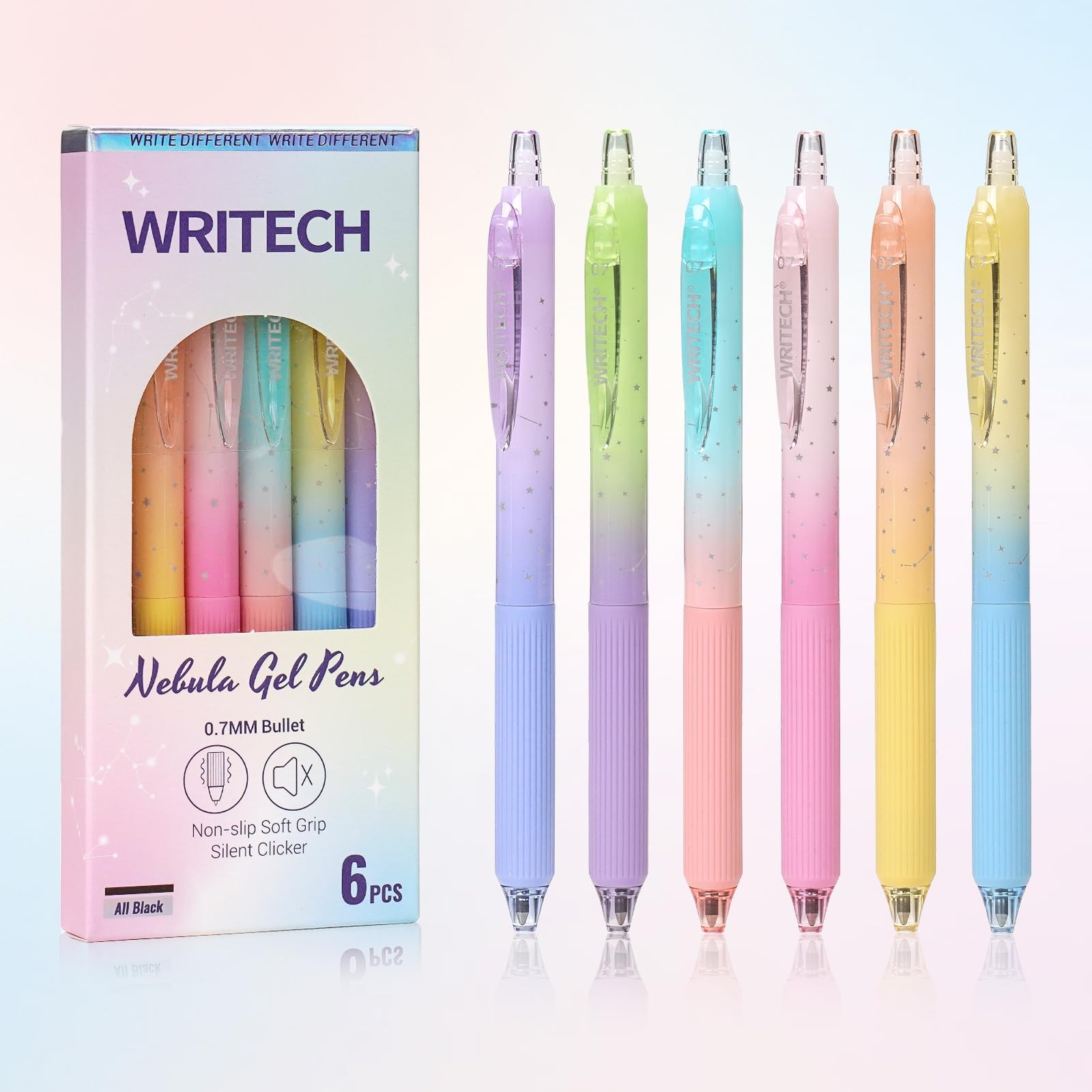 WRITECH Gel Pens Fine Point: Nebula Pen Set 1 Count (Pack of 6), Multicolor1