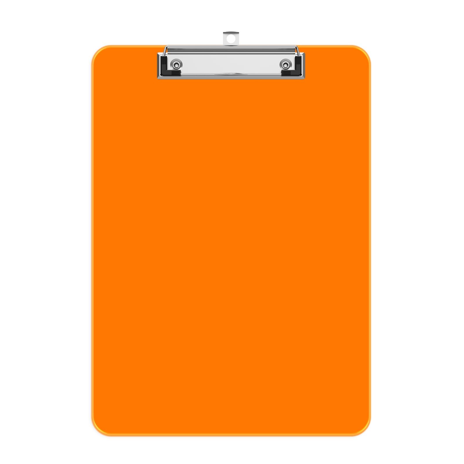 8.5 x 11 Orange Colored A4 Plastic Clipboard with Low Profile Clip Letter Size