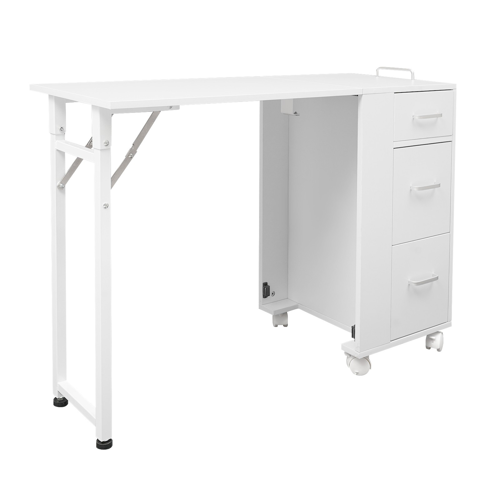Nail Desk, Manicure Table, Foldable Manicure Table White