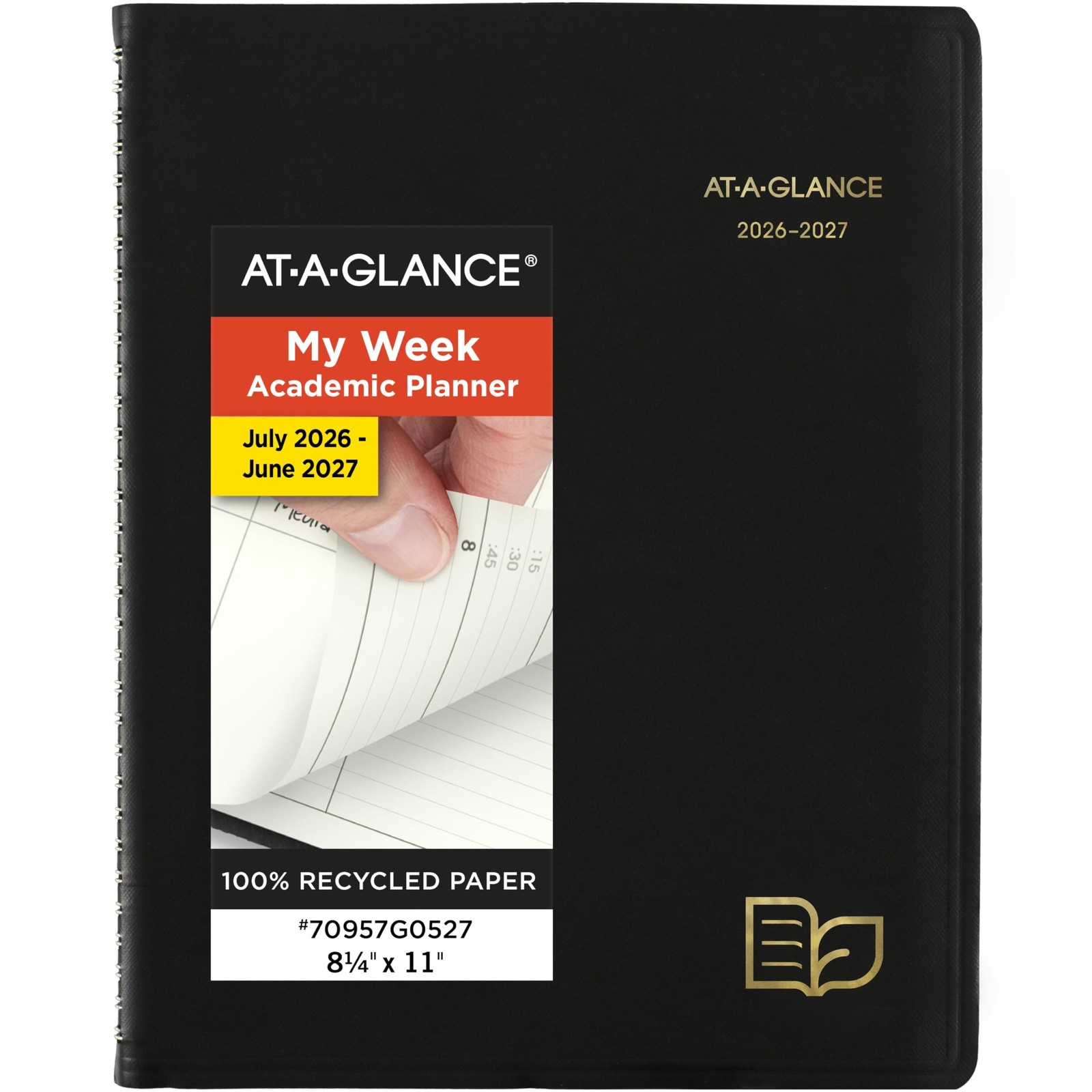 Planner Weekly & Monthly Academic 12-Month July-June 8-1/4″ x 11″ Black 70957G05