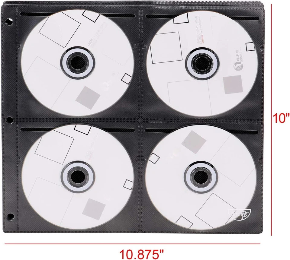 Vaultz CD Insert Pages, 3 Hole Punched, 10 X 10.875 Inches, 8 Cds/Page, 50 Pages