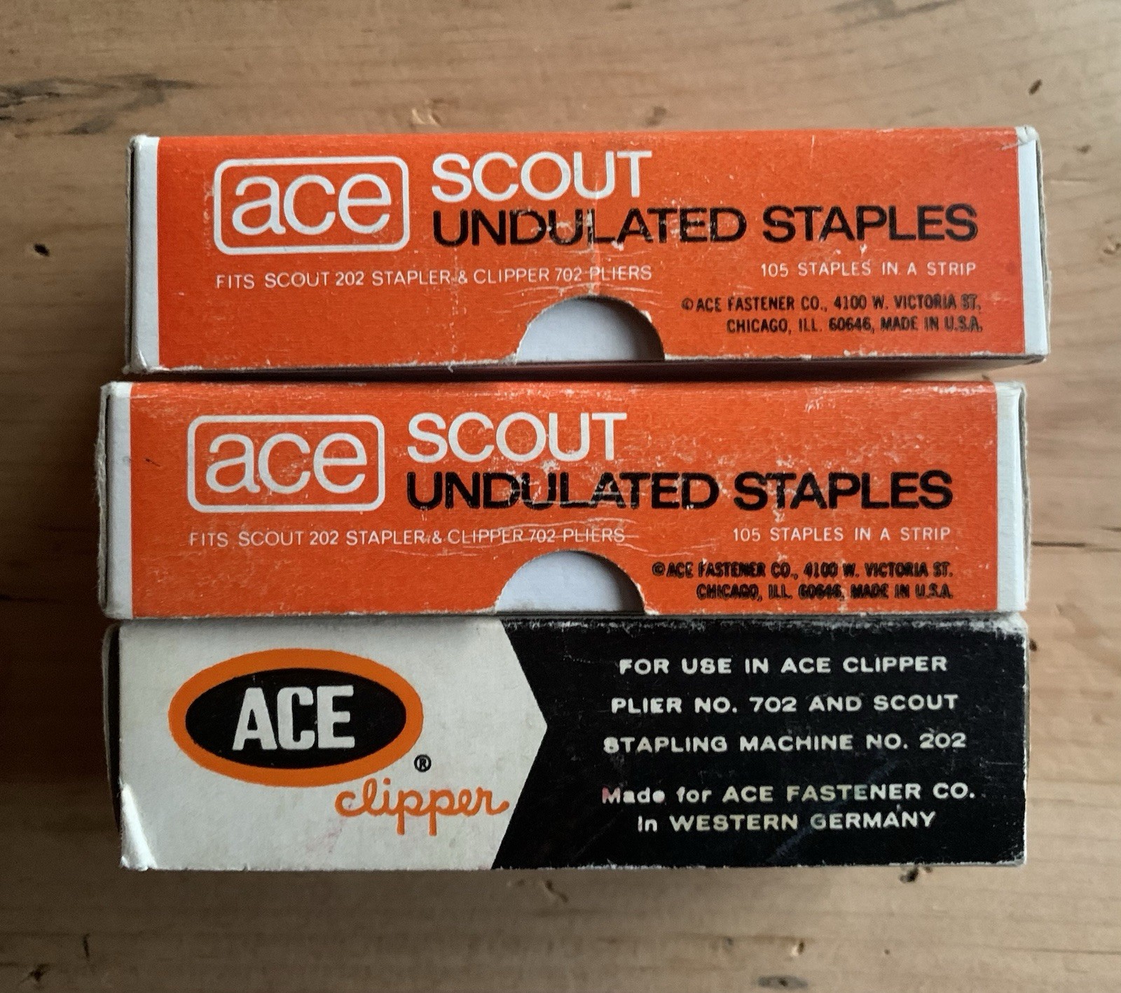 Vintage Ace Scout 200 & Clipper 700 Undulated Staples Lot of 3 Boxes