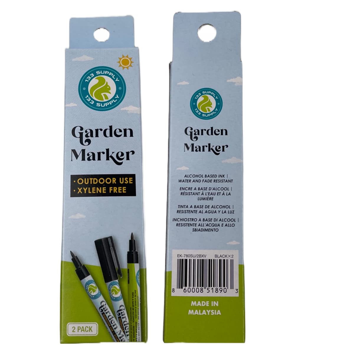133 SUPPLY – 2 Pack Garden 2 Marker Pens (No Plant Tags), Black