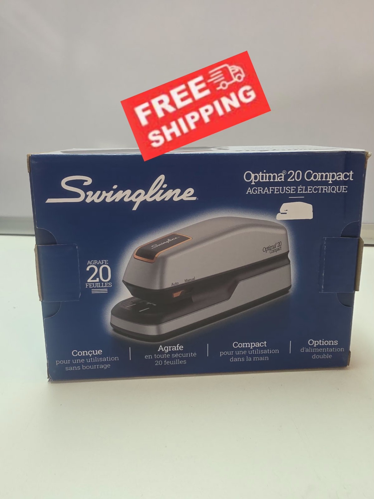 NEW Swingline Optima 20 Electric StaplerDesktop, Auto/Manual, 20 Sheets, Silver
